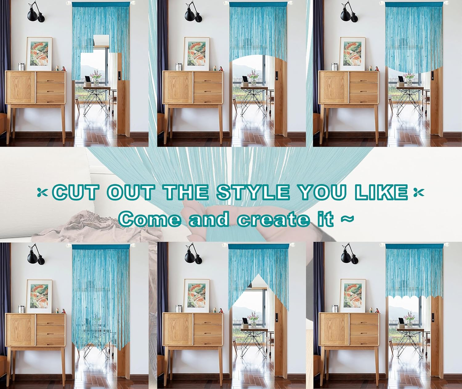 YIIBAII Beaded Curtain Beaded Curtains for Doorways Crystals Suitable for Interior Hanging Decoration and Partitions Closet Curtains (39"X110", Blue) image number 1