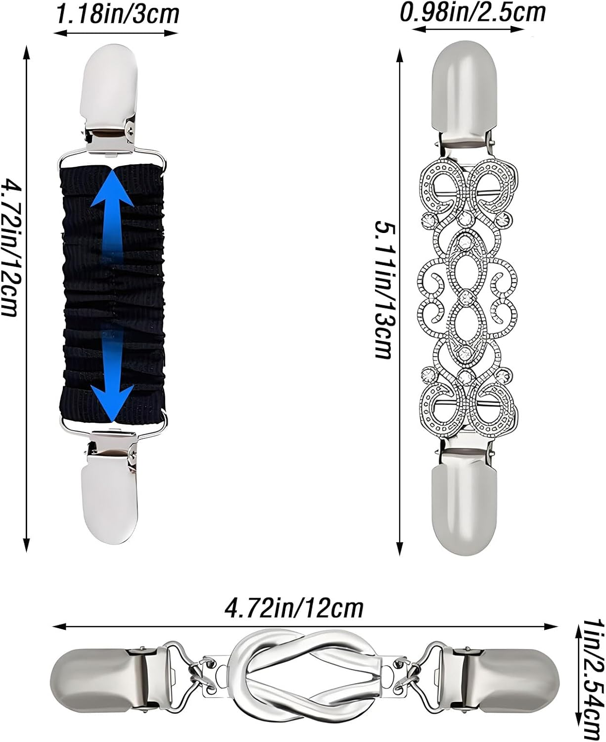 MYTOAU 4PCS Cinch Clip,Sweater Collar Clips Cardigan Vintage Collar Shawl Clips Dress Clips Dress Shirt Brooch Clips Pant Waist Tightener Travel Hat Clips Sweater Clipsfor Women Girl Decor image number 5