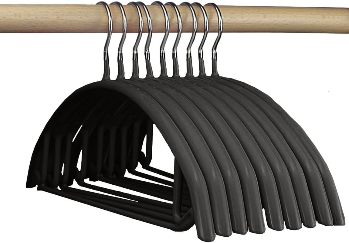 Vivva Clothes Pants Hangers, Coat Hangers Non-Slip Padded Closet Organizer Storage, Pants Hanger, Sweater, Dress, Jacket, No Shoulder Bumps, Not Plastic(Silver Grey, 10Pcs)