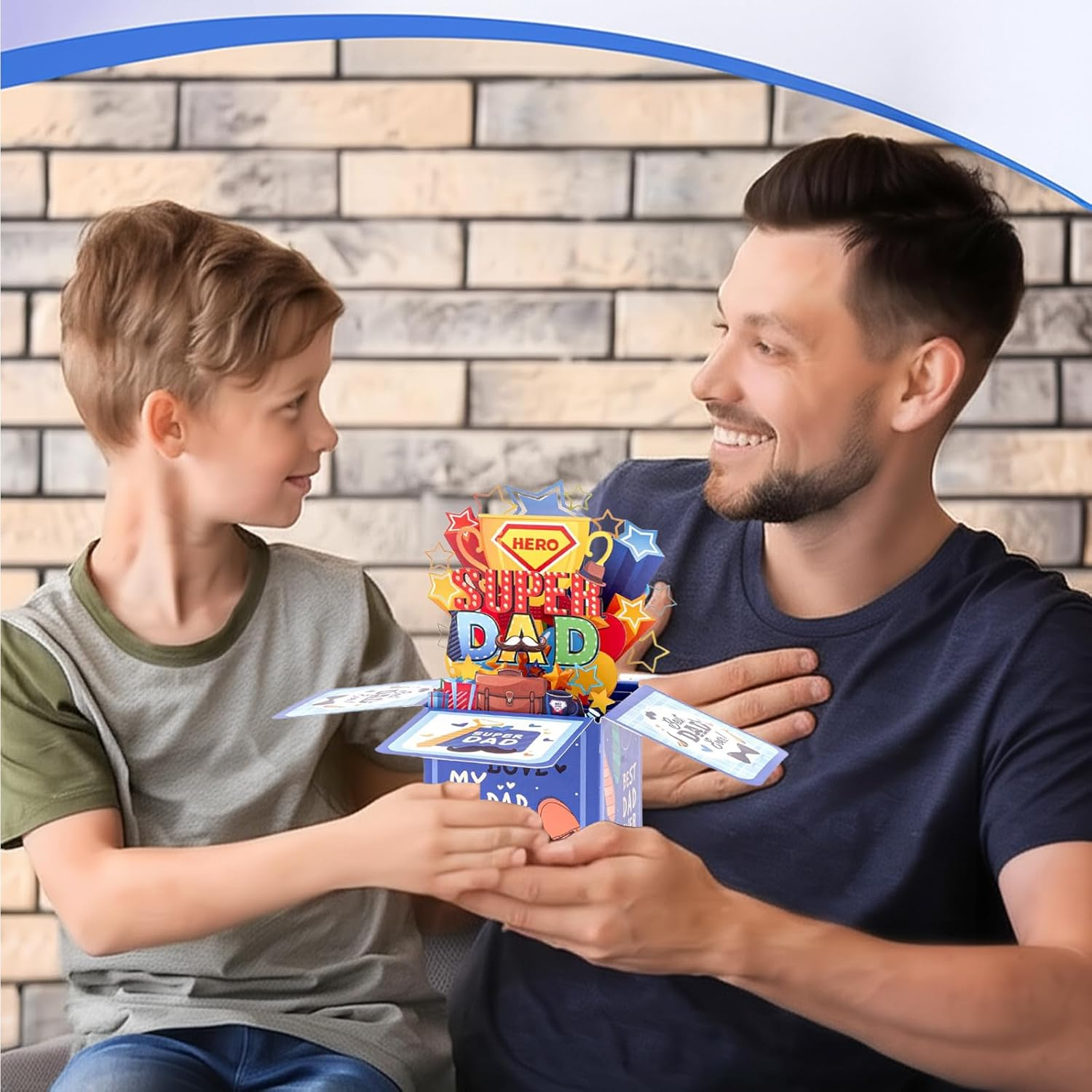 3D Pop up Happy Father'S Day Card 3D Father'S Day Greeting Boxed Card from Daughter Son Wife to Dad Husband Grandpa Son Him Men (C) image number 1