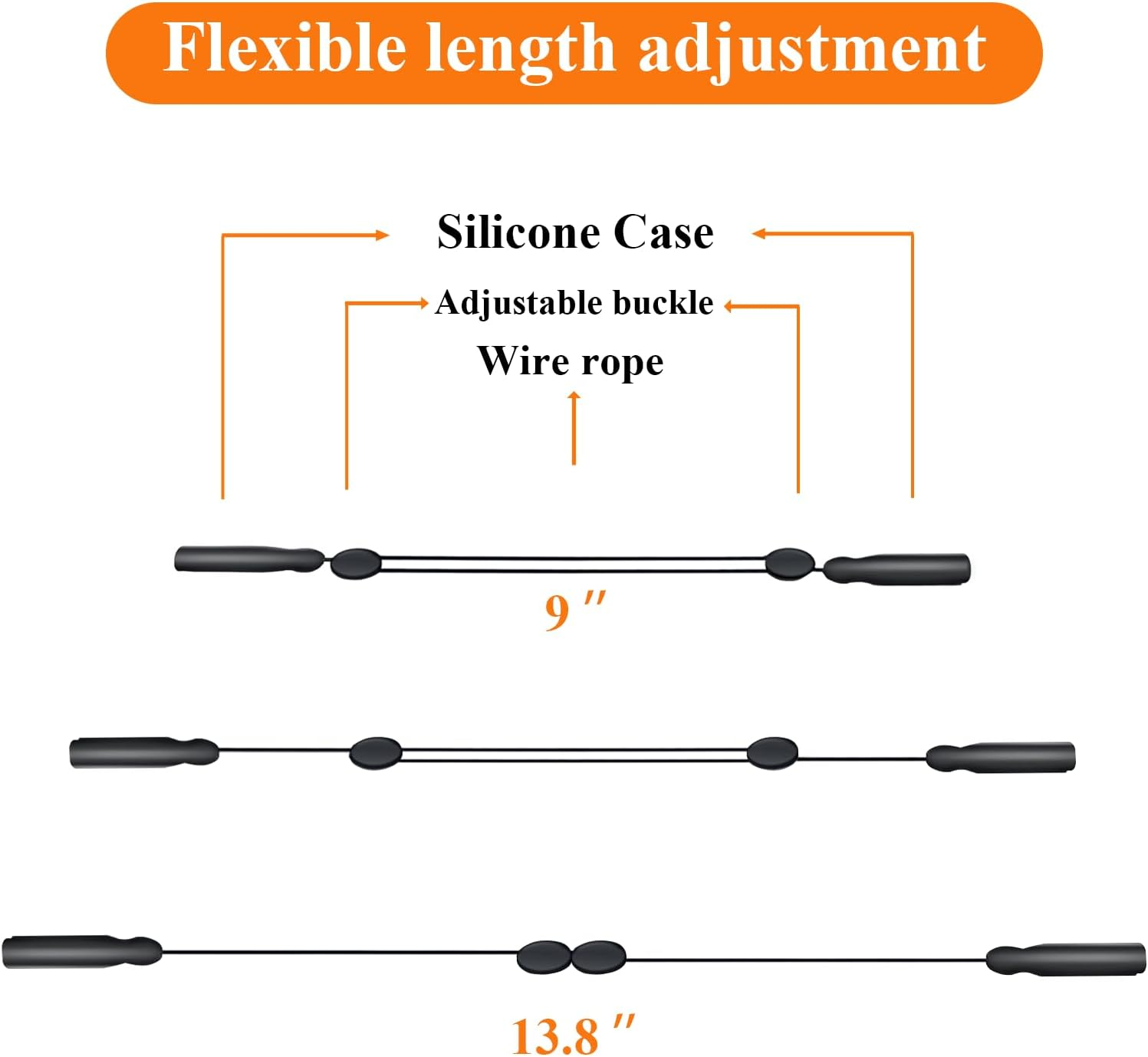 Favanty Adjustable Glasses Strap for Sport, Anti-Slip Sunglasses Strap for Men Wowen Kids - 3 Pcs Black+Blue+Red image number 6