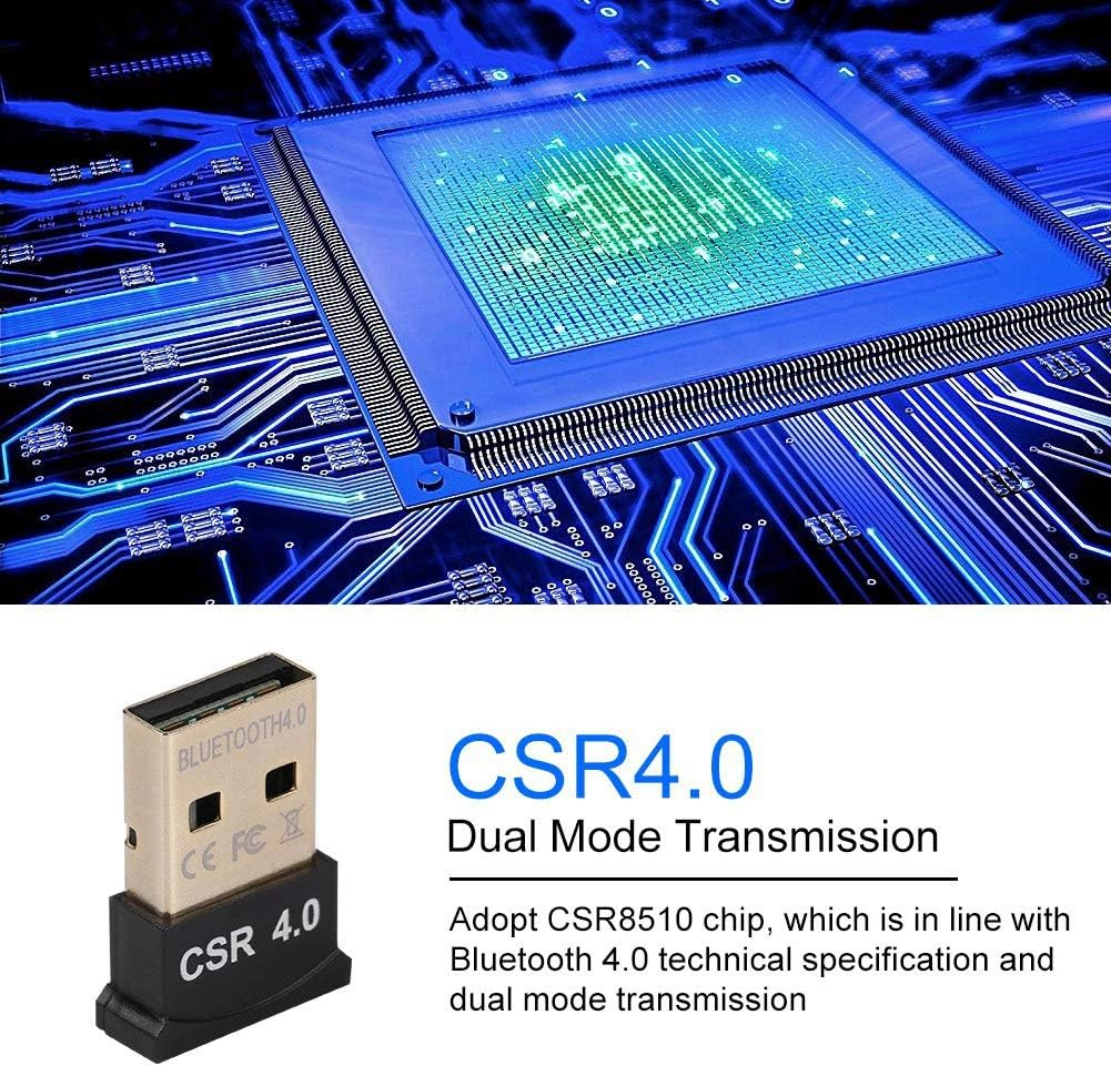 Ejoyous CSR8510 Chip Bluetooth 4.0 Adapter (BTD-401) USB2.0 Port, Compatible with Win/Mac (10.2-10.84) Works with Headphones/Keyboards/Printers Supports 8-Device (No Driver CD) image number 1