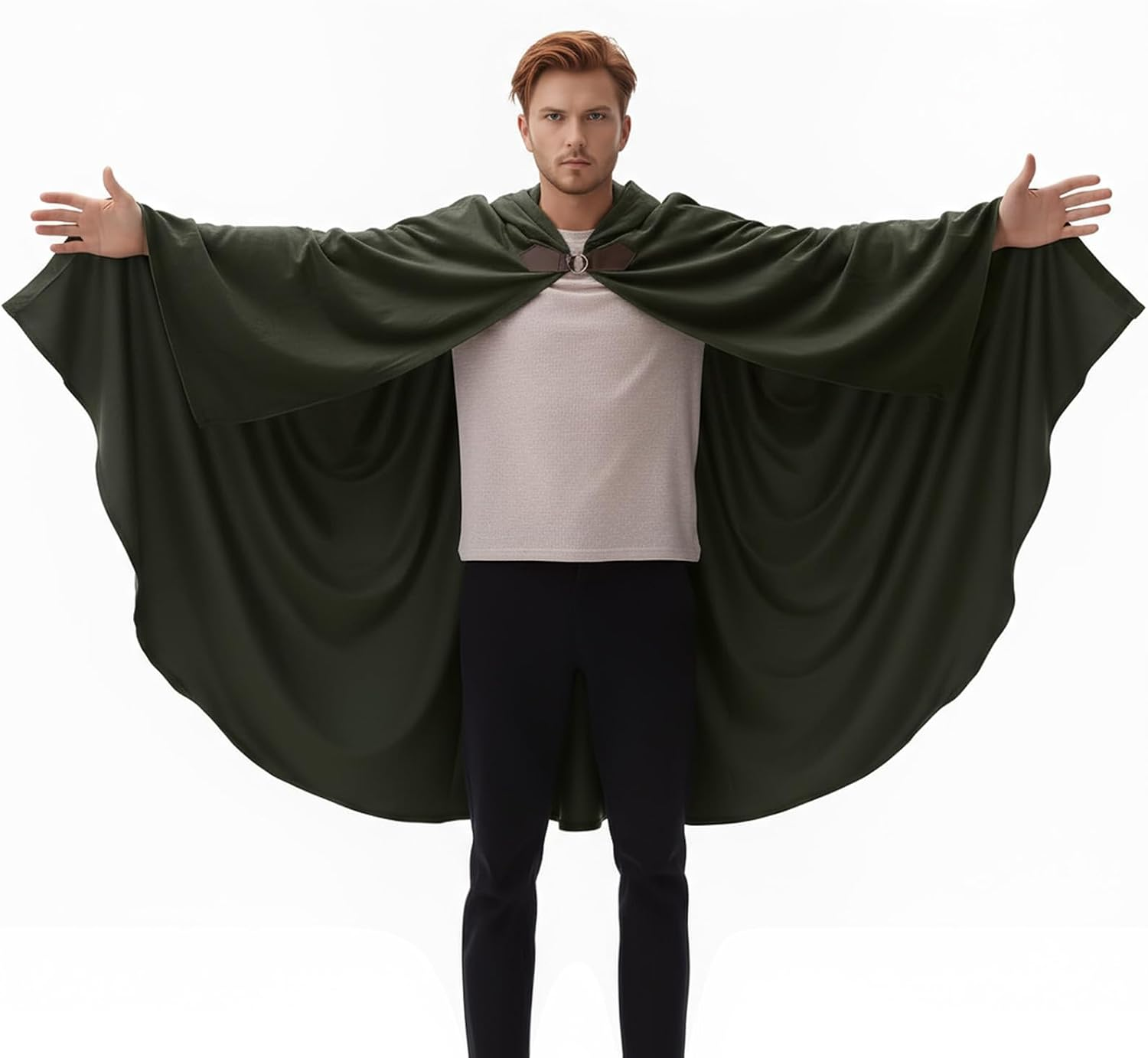 Medieval Hooded Cloak, Renaissance Cape with Hood Adult Men Women, Vintage Capelet Halloween Cloak Costume image number 6