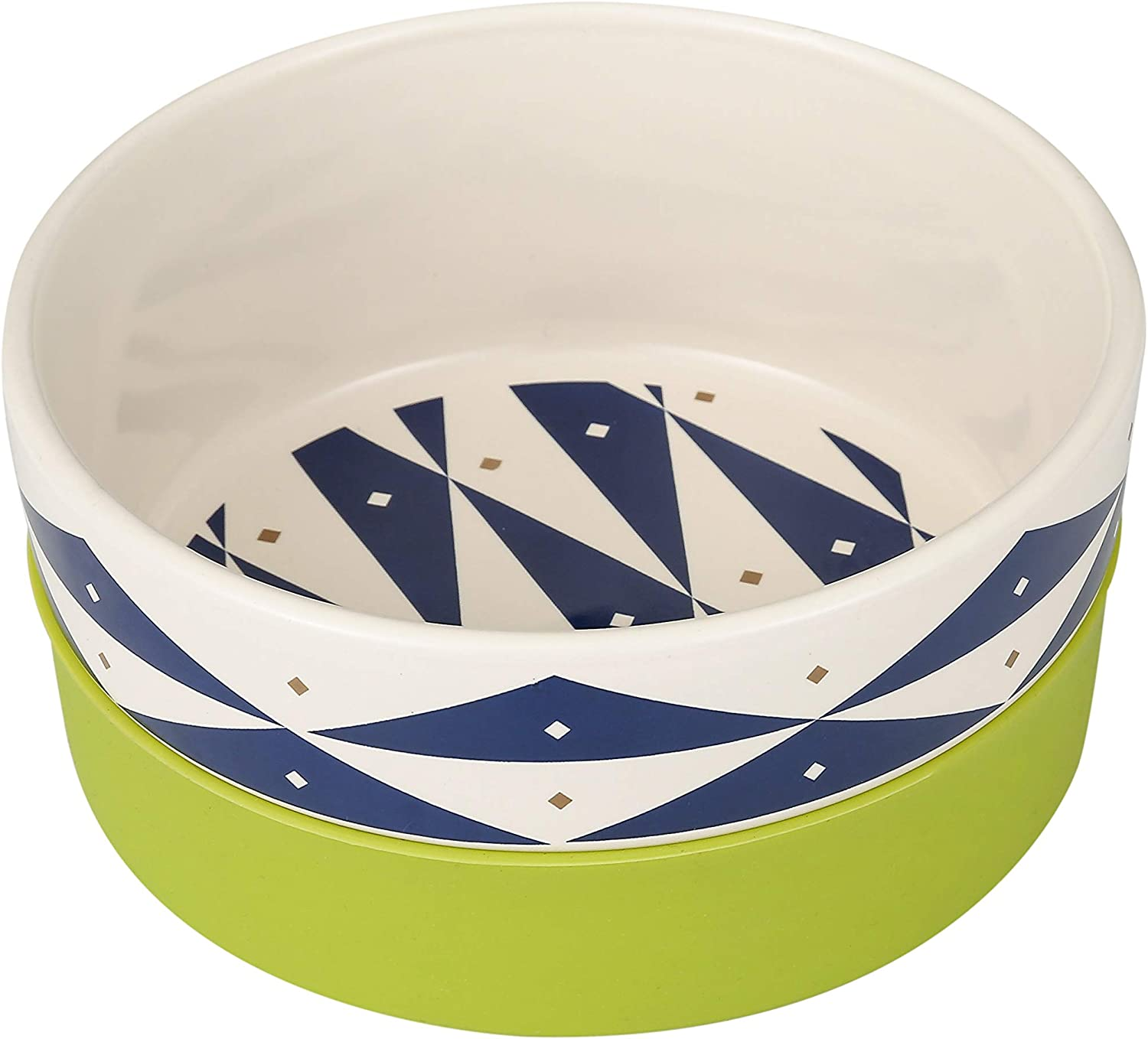 Now House for Pets by Jonathan Adler Oslo Duo Dog Bowl, Medium | Cute Ceramic Dog Food Bowl from Now House by Jonathan Adler for Water or Food, 6 Inch Dog Bowl image number 3