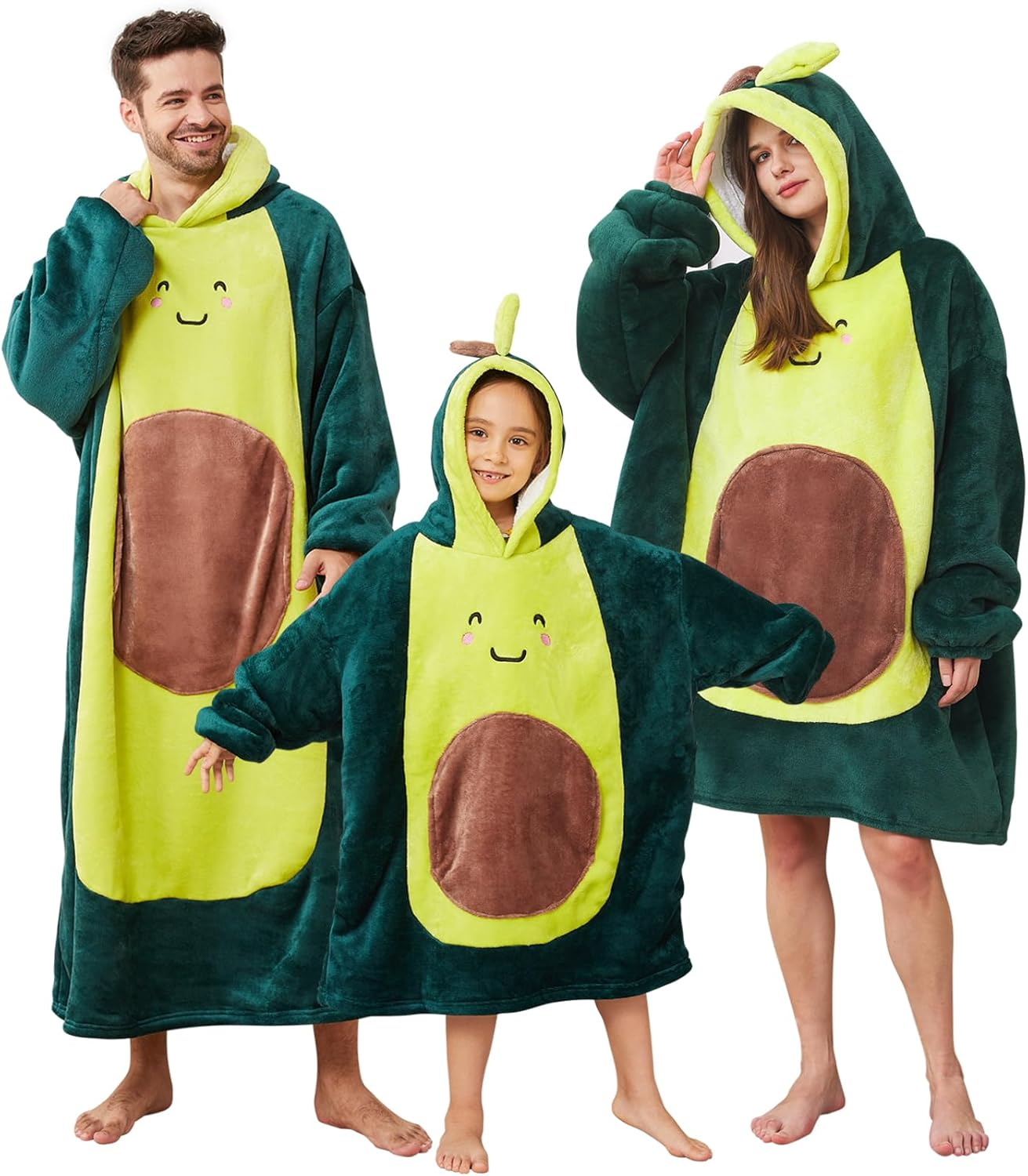 Oversized Wearable Blanket Hoodie, Long Sherpa Fleece Hooded Blanket for Adult Women Men and Children