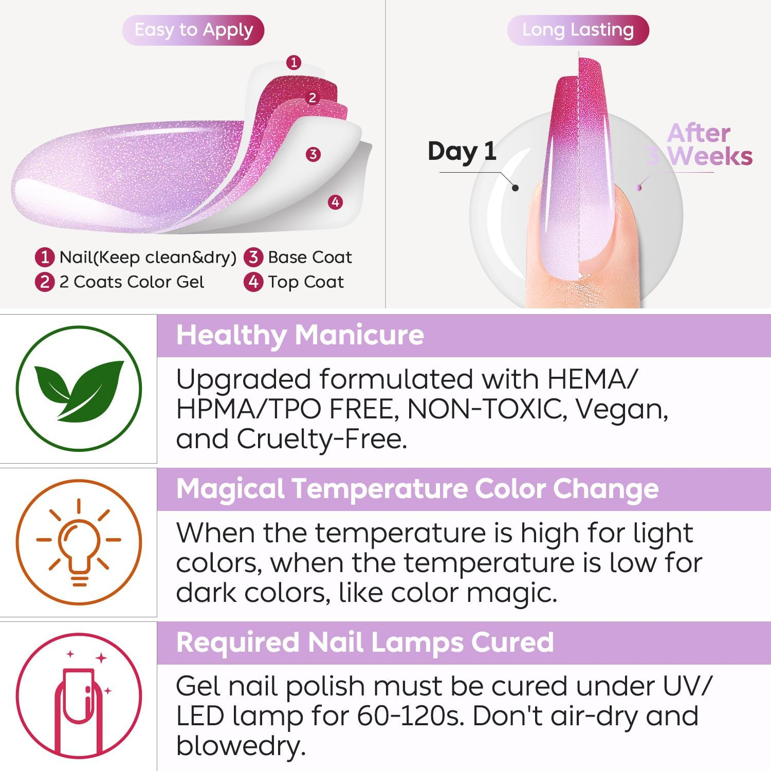 AIMEILI Soak off UV LED Temperature Colour Changing Chameleon Gel Nail Polish 10Ml 02 - Bsl002 image number 2