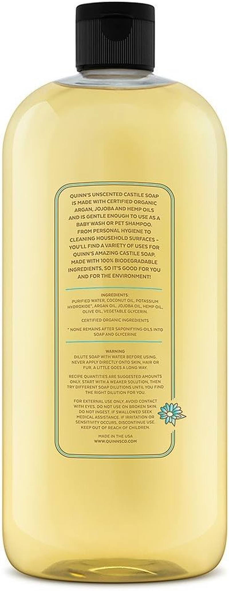 (Unscented) - Quinns Pure Castile Organic Liquid Soap, Unscented, 950Ml image number 5