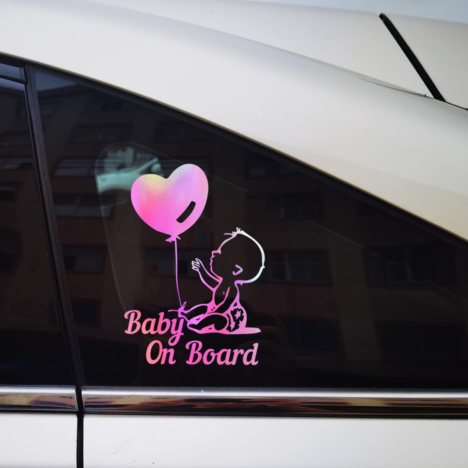 Vesvory 2Pcs Balloon Baby in the Car Stickers, Funny Baby on Board Sticker Baby Safety Sign Die Cut Vinyl Stickers Cute Baby Window Bumpers Car Sticker (Rainbow Blue) image number 6