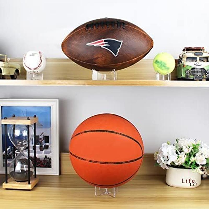 4 Pack Acrylic Sports Ball Display Stands for Basketball, Football, Volleyball, Rugby and Soccer(Transparent, 9 X 6.5 Cm) - Transparent image number 2