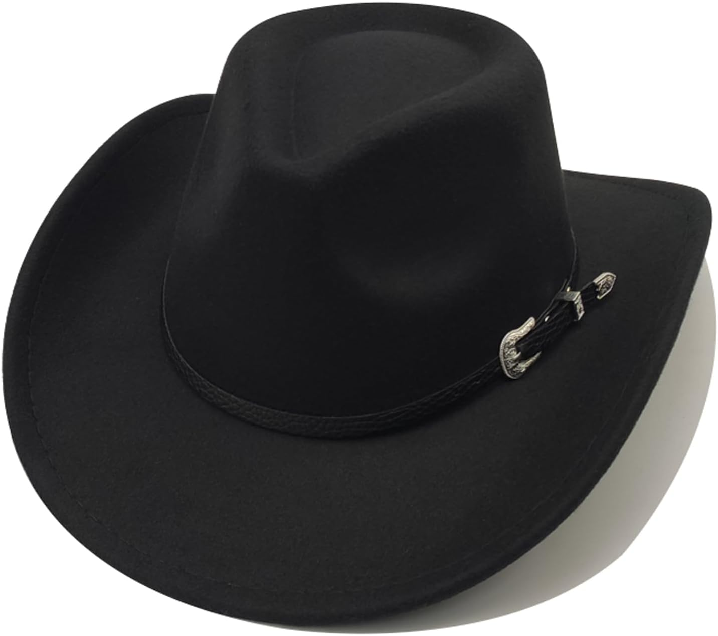 Willheoy Cowboy Hat for Men Women Western Cowgirl Hats Felt Fedora Hat Black Cowboy Costume