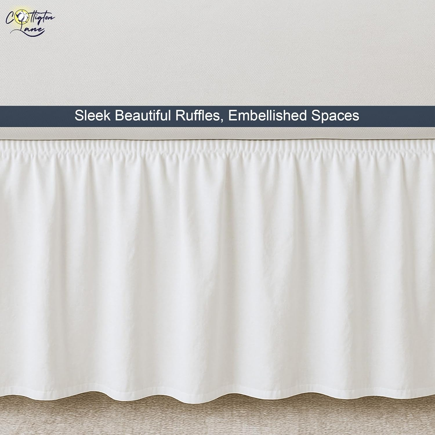 Cottington Lane Ruffled Daybed Skirt with Split Corner, Premium Hotel Quality Brushed Microfiber Twin Size Gather Dust Ruffle 18 Inch Drop Sofa Bedskirt, Easy Fit, Stay in Place, White image number 1