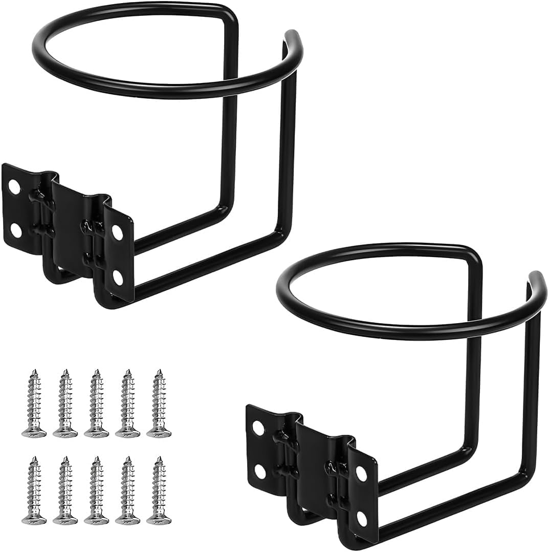 Stainless Steel Ring Shaped Boat Cup Drink Holder with Screws, 2Pcs Wall Rail Mounted Boat Ring Cup Holder, Metal Ring-Shaped Drink Holder for Boats, Silver image number 6