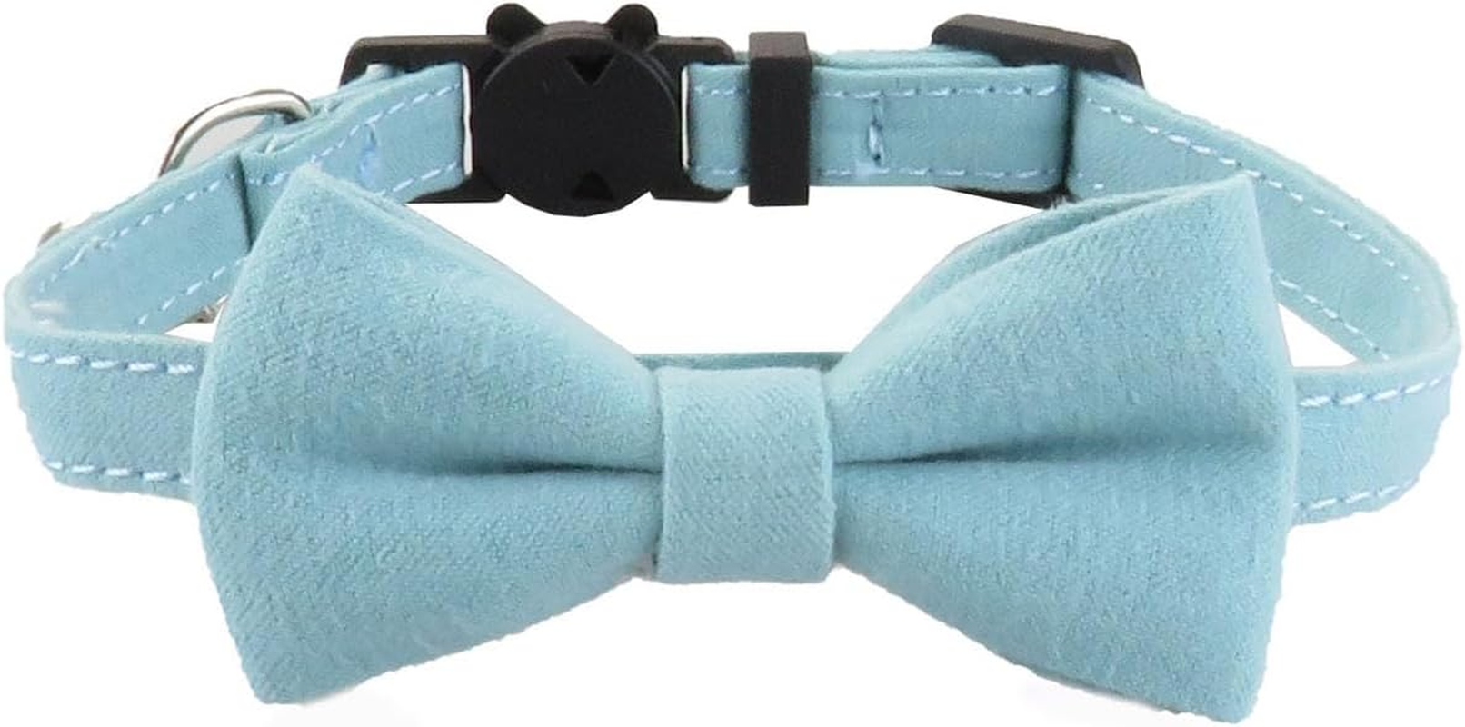 Adjustable Cat Bow Tie Collar with Detachable Bell, Breakaway Pet Collar for Cats, Dogs, Puppies & Kittens, Soft & Safe Pet Apparel Accessory (Blue) image number 6