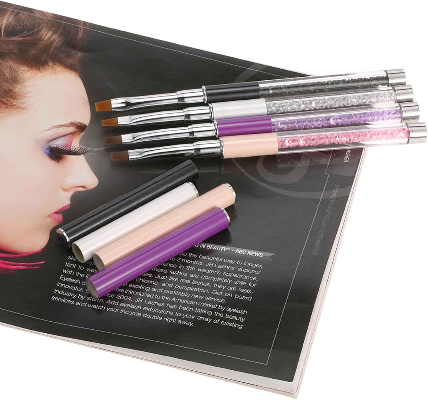 Labymos 1Pc Nail Art Brush Nylon DIY Nail Pen Flat Nail Painting Brush Salon Decoration Pen for UV Gel Nail Tool Black