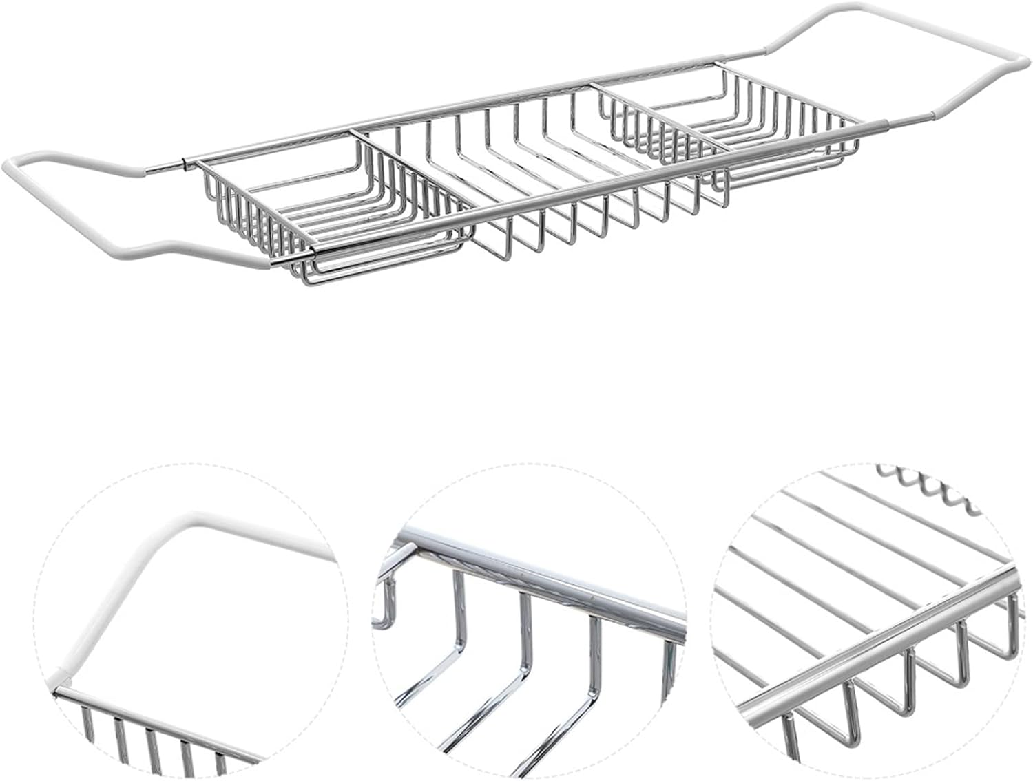 63 * 20 * 4Cm Gold Stainless Steel Bathtub Tray Anti-Slip Bathtub Rack Shower Tub Tray Holder image number 3