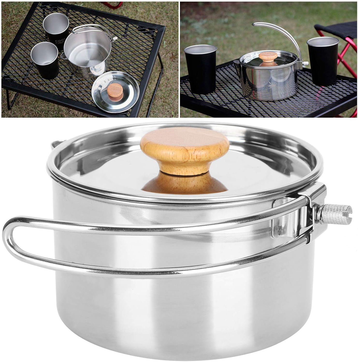 Stainless Steel Kettle, Practical Portable Folding Coffee Pot for Camping, Hiking and Fishing