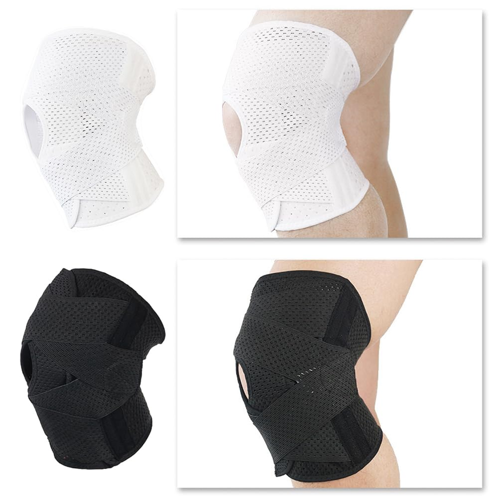 Knee Arthritis Support Brace Guard Stabilizer Strap Wrap Open Adjustable Sport Black XXXL