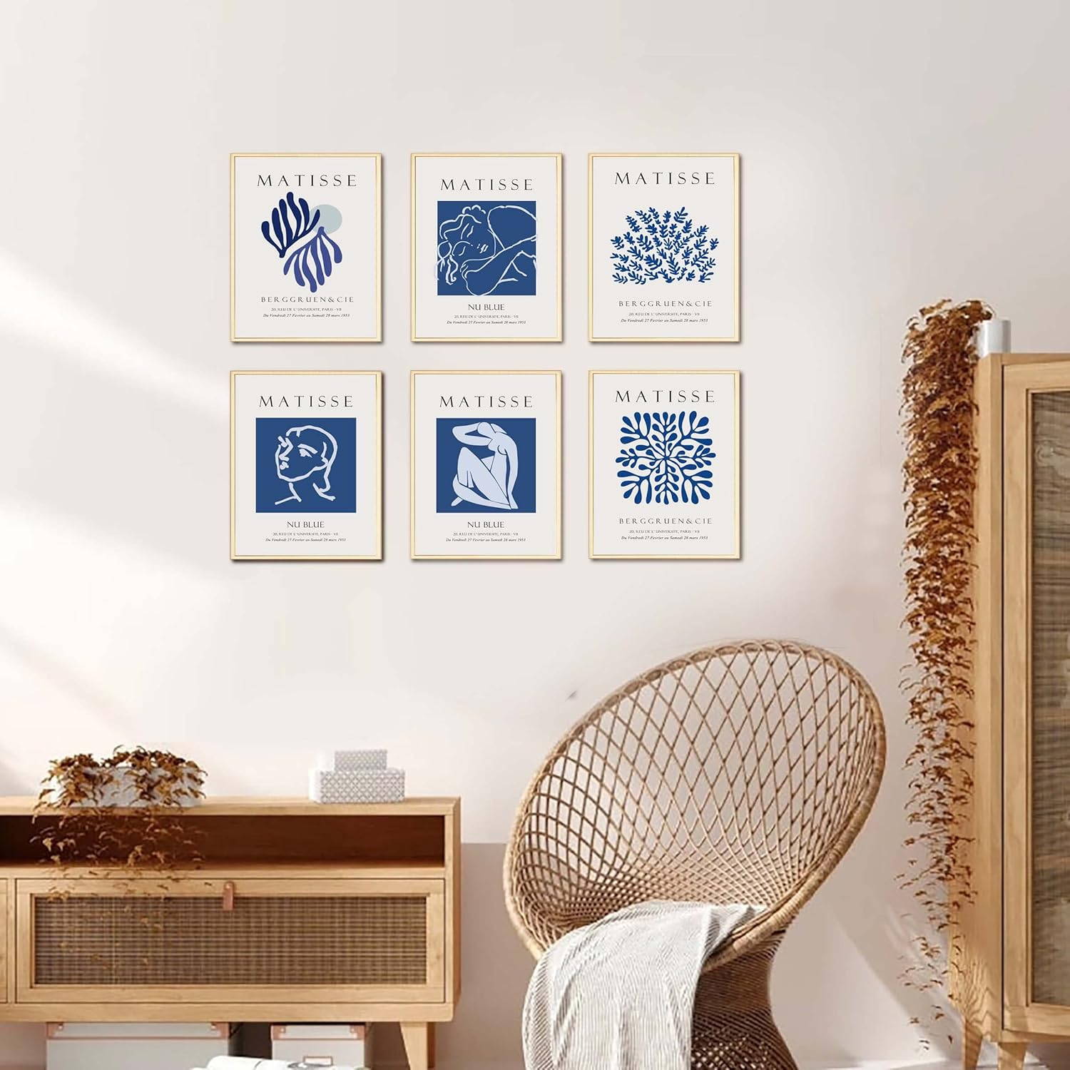Okonz Blue Matisse Posters for Room Aesthetic,Matisse Wall Art Exhibition Poster & Prints, Abstract Art Prints Set of 6（8X10Inch Unframed) Style (5) image number 6
