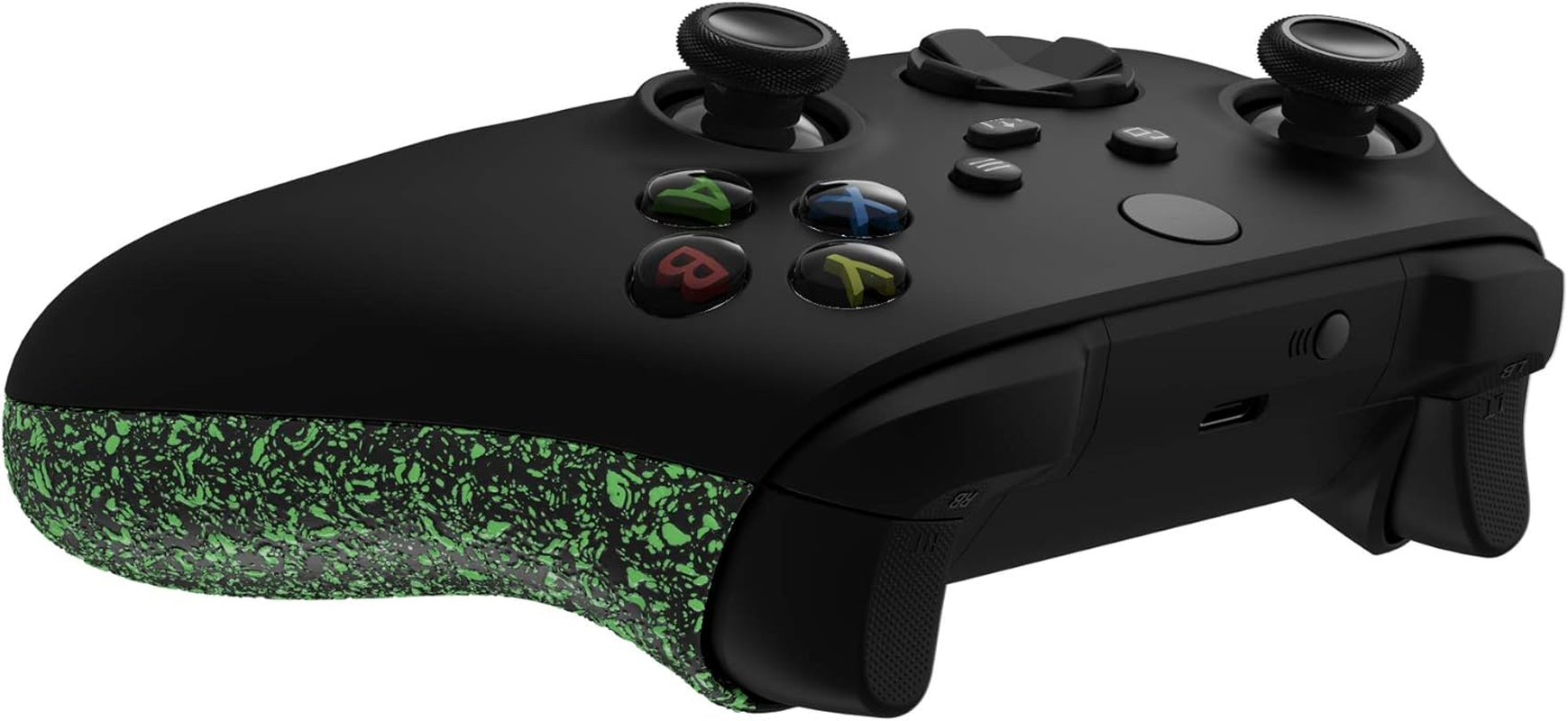 Extremerate Textured Green Back Panels, Comfortable Non-Slip Side Rails, 3D Splashing Handles, Game Improvement Replacement Parts for Xbox Series X/S Controller - Controller NOT Included - Textured Black image number 2