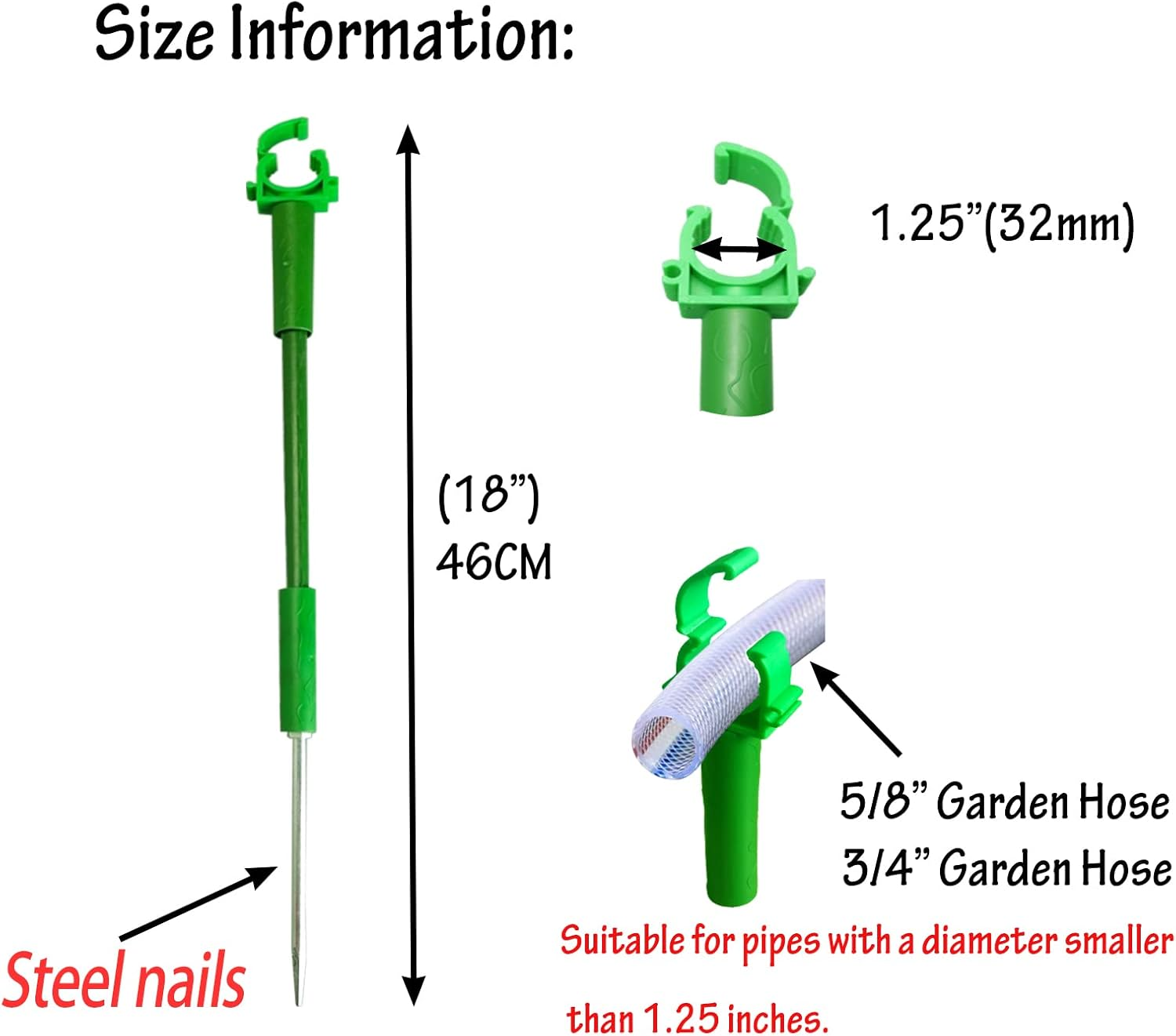 6PC 1'' Hose Guides for Garden Decorative，Water Hose Hoder to Keep Hose off Grass，Outdoor Post Garden Hose Support Water Sprinkler Hose Stand Butler Gardening Supplies for Garden Lawn Yard (Set D) image number 5