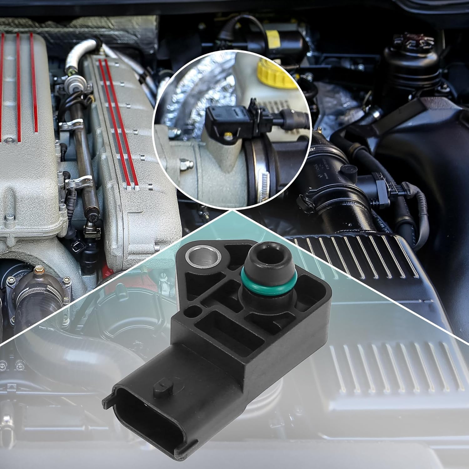 X AUTOHAUX MAP Manifold Absolute Pressure Sensor Air Intake Switch Replacement for Saab 9-3 9-4X for Cadillac CTS 0261230101 12575467 Plastic image number 1