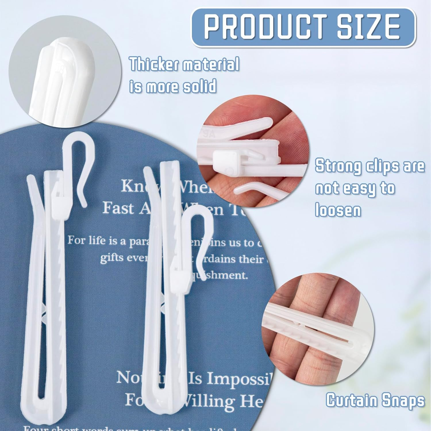 120Pcs White Plastic Curtain Hooks,Adjustable Depth Pinch Curtain Hook Clips,Ratchet System Pinch Pleat Curtain Hooks for Window Curtain, Door Curtain and Shower Curtain (White) image number 1