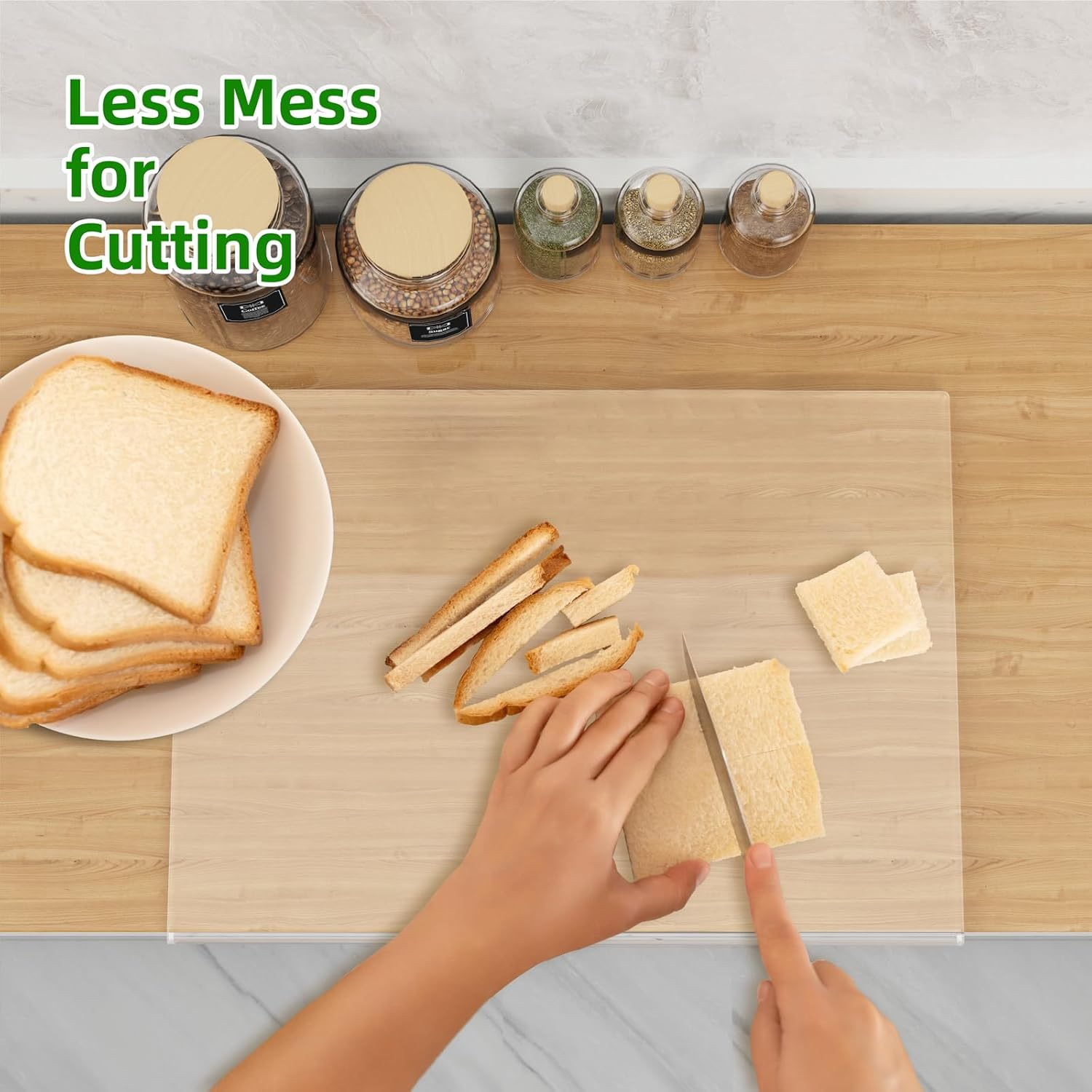 Acrylic Cutting Boards with Counter Lip, 17.7"X12.6" New Acrylic Anti-Slip Transparent Cutting Board,Fit for Bread,Meat,Veggies image number 3
