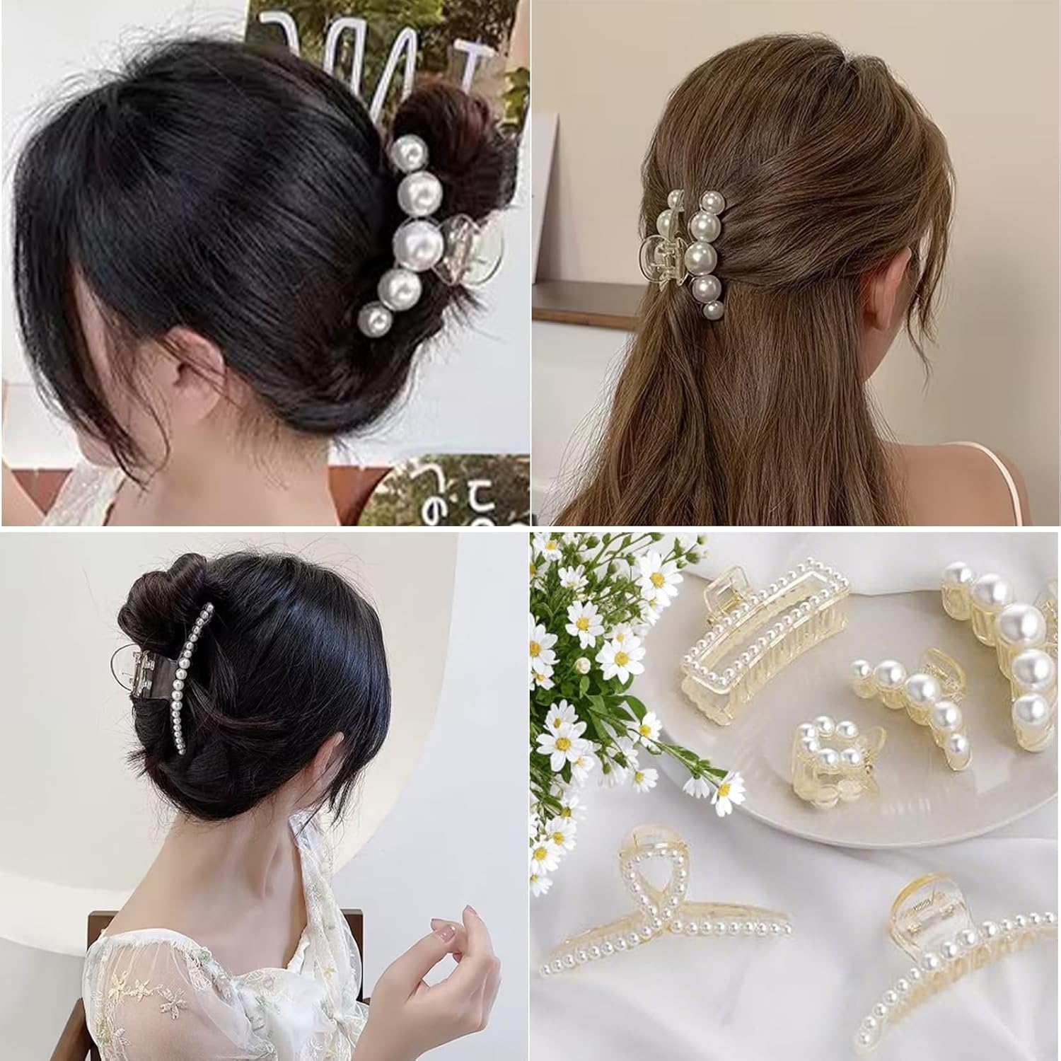 Sdhgerh Set of 6 Pearl Hair Clips Elegant Hair Clips for Thick Thin Hair Charming Hair Accessories Women Girls Large Small image number 1