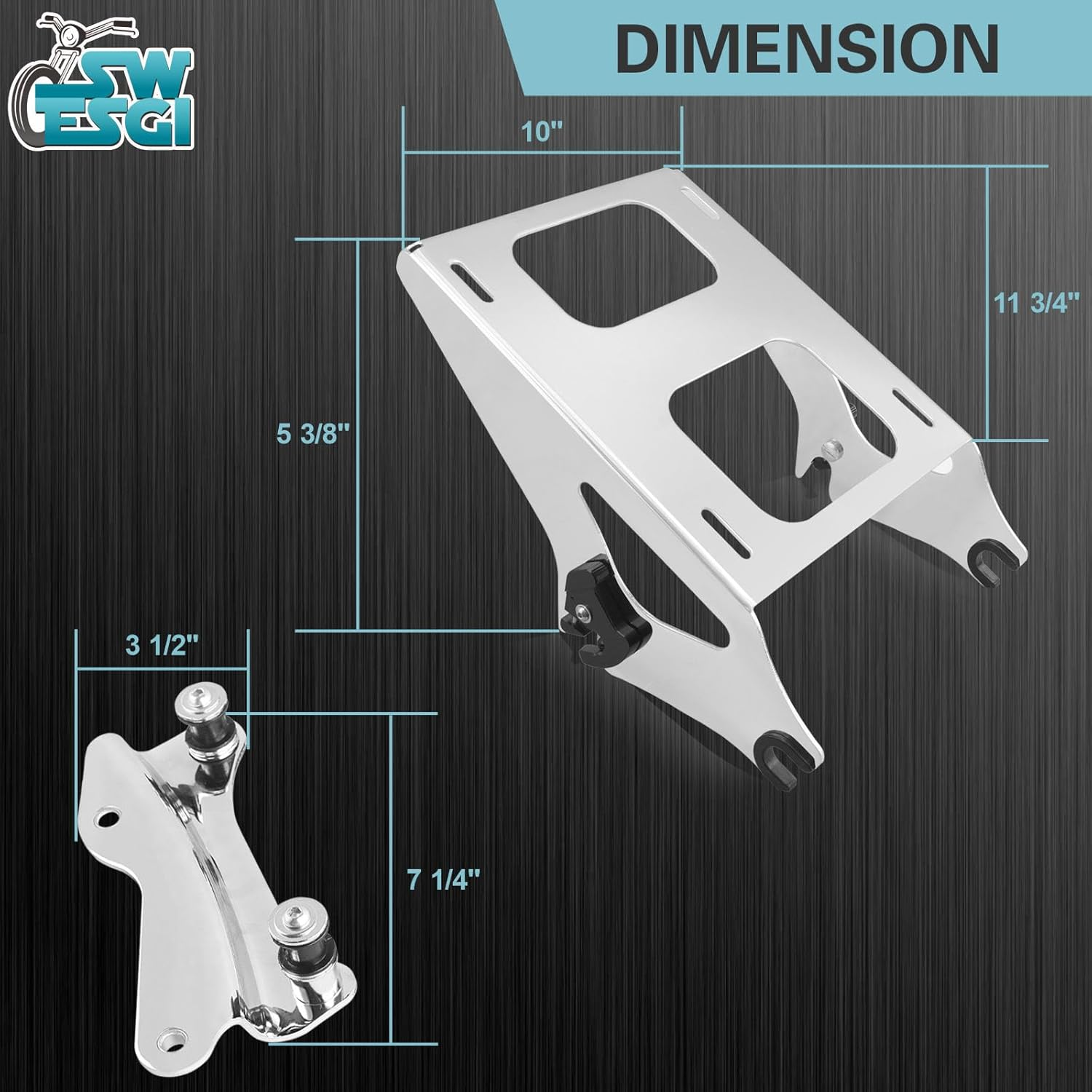 Luggage Rack 4 Point Docking Hardware Kit for Harley Detachable Tour Pack Kit Two-Up Mounting Rack Compatible with Touring Road King Street Glide Road Glide Electra Glide 2014-2025 (Chrome) - Black image number 7