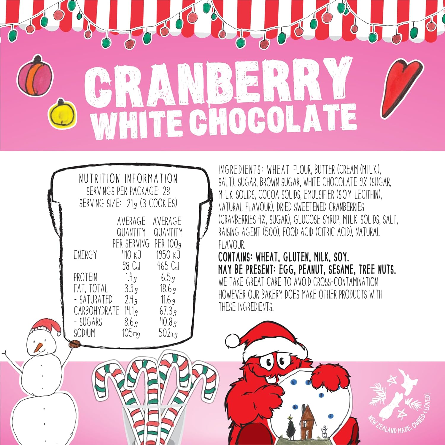 Cookie Time Cranberry White Chocolate Cookies Bucket, 2 X 600 G | Approx 85 Bite-Size Cookies | Homestyle Biscuits Made with Real White Chocolate