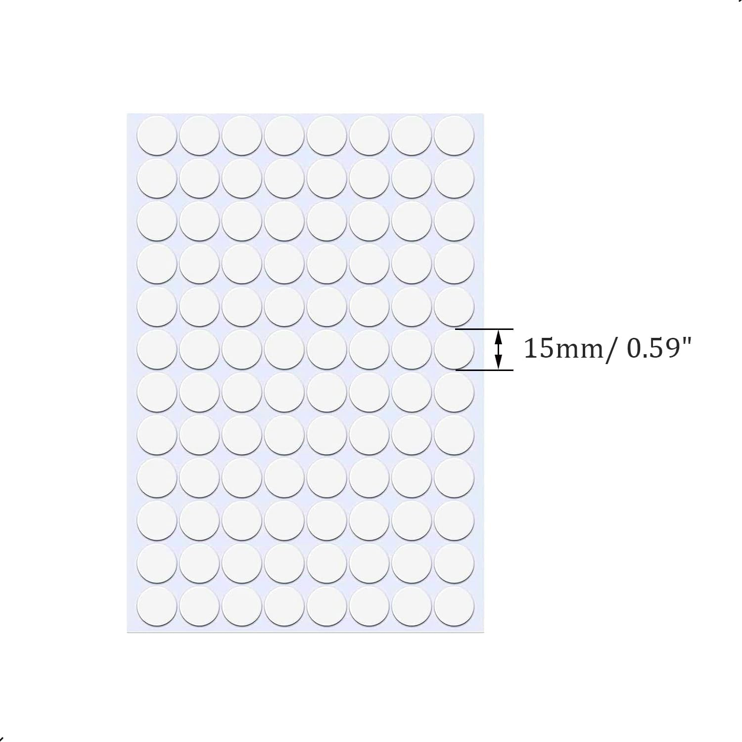 Self-Adhesive Screw Hole Stickers,2-Table 96 in 1 Self-Adhesive Screw Covers Caps Dustproof Sticker 15Mm White image number 1