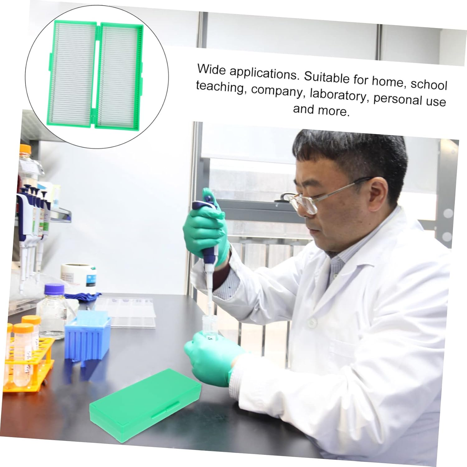 Baluue 2Pcs Box Microscope Slide Holder Box Glass Slide Storage Container Material for Lab