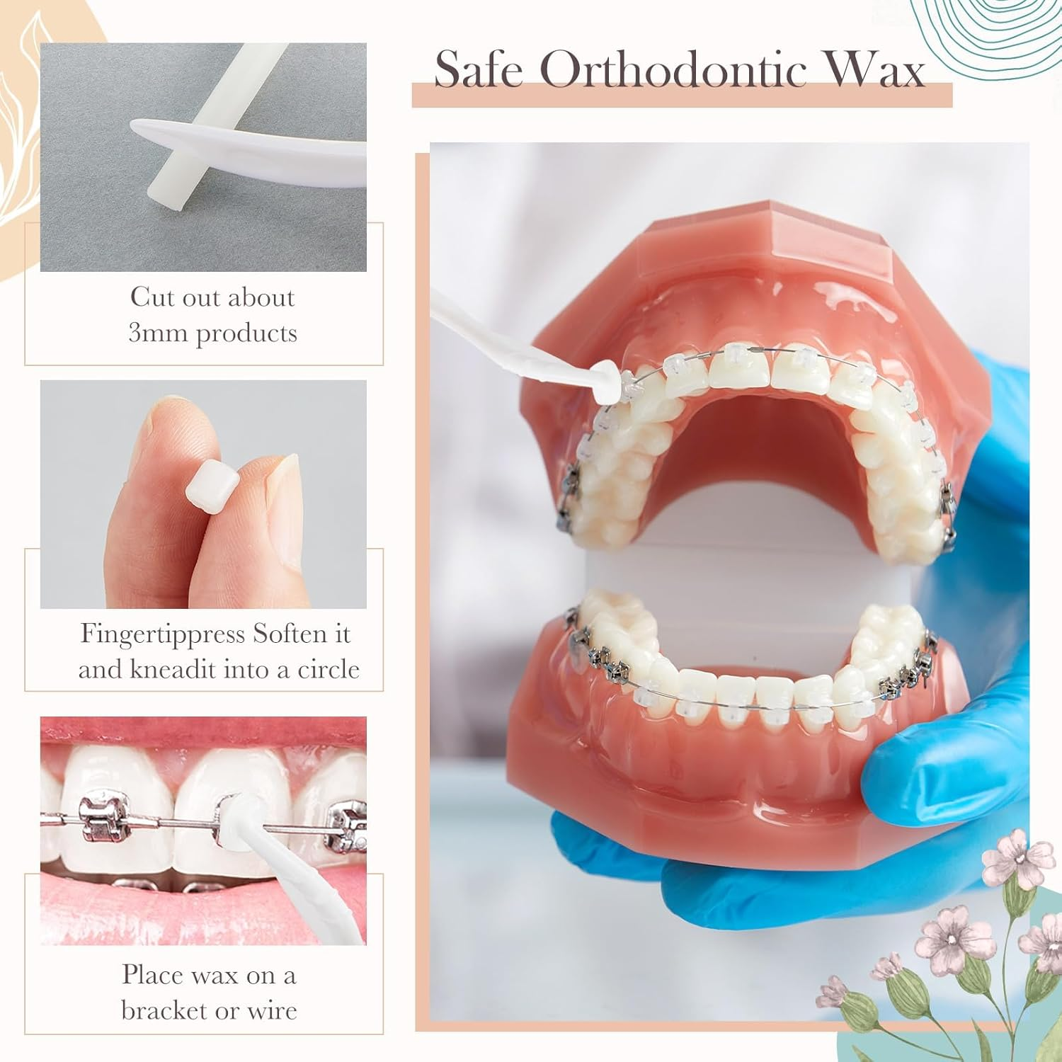 40 Pack Clear Braces Wax for Teeth Dental Wearer Orthodontic Tooth Wax for Braces and Oral Appliances with Colorful Storage Case and Smell(Mixed Flavors) image number 5