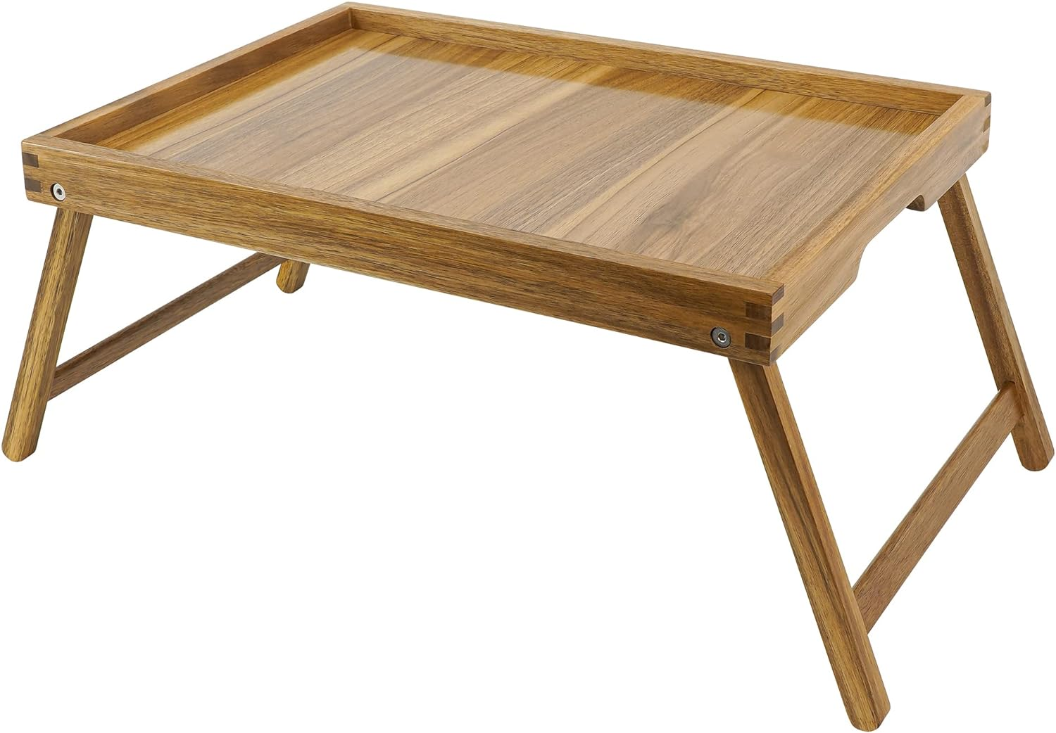 Vaefae Acacia Bed Table Tray, Wooden Breakfast Tray with Folding Legs, Bed Tray for Eating and Laptop, Eating Trays for Bedroom (Large) image number 5
