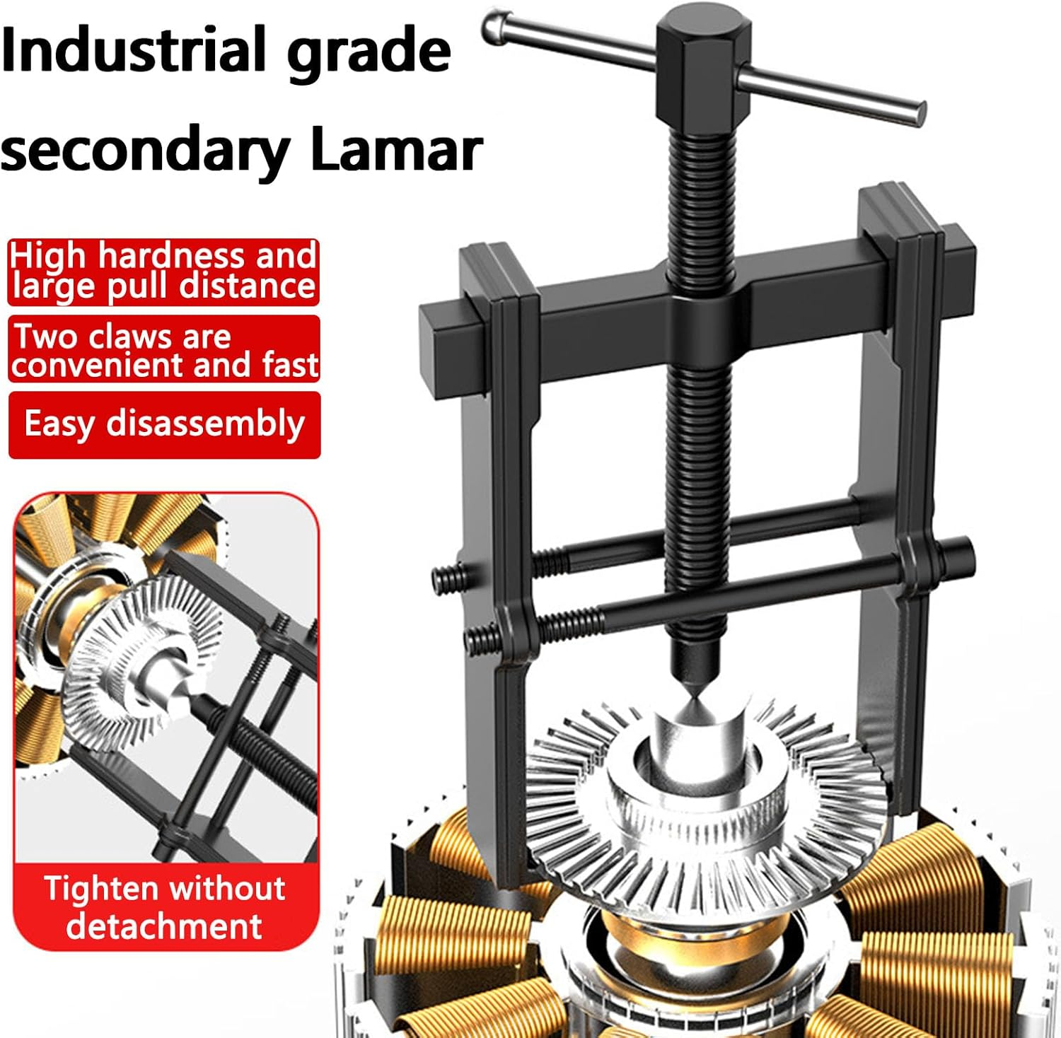 4-Piece Adjustable Gear Puller Set (2''3''4''6'') - Carbon Steel Bearing Remover Tool for Pulleys, Flywheels, Motorcycle Bearings, Gears image number 4