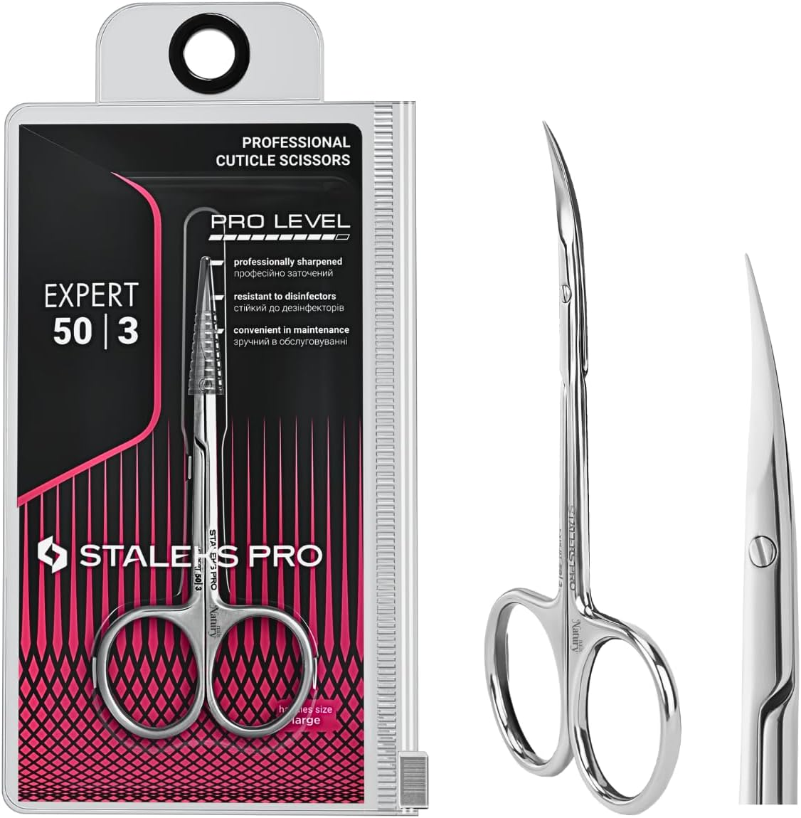 STALEKS Pro Professional Cuticle Scissors Ergonomic Rings Stainless Steel SE-50/3 image number 2