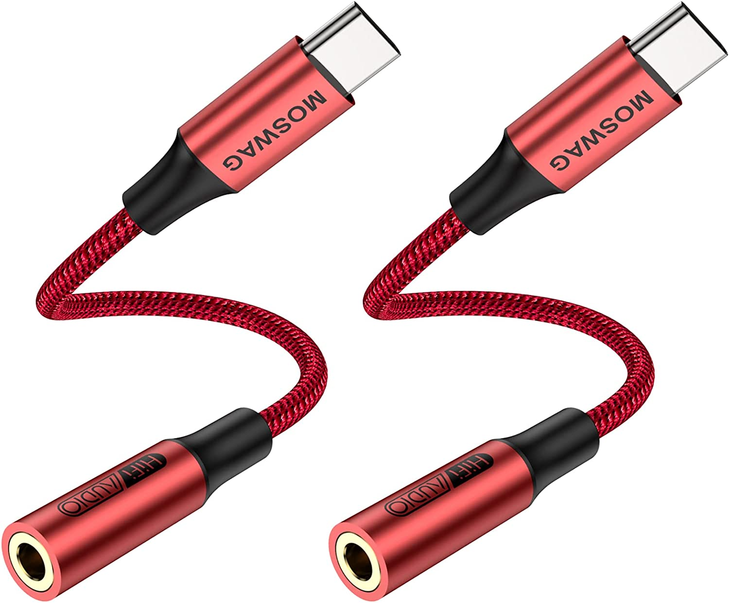 MOSWAG USB C to 3.5Mm Headphone Jack Adapter (2 Pack), USB C to Aux Audio Dongle Cable Cord Compatible with Pixel 4 3 2 XL, Samsung Galaxy S21 S20 Ultra S20+ Note 20 10 S10 S9 plus Ipad Pro