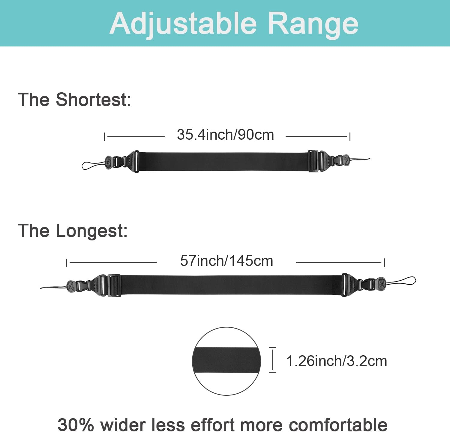 TECDW Pack of 3 Adjustable Shoulder Strap with Quick Release Replacement Nylon Strap for Ipad, Camera, Binoculars, Computer Bags, Laptop, Mobile Phone Case, Messenger Bag, Handbags image number 6