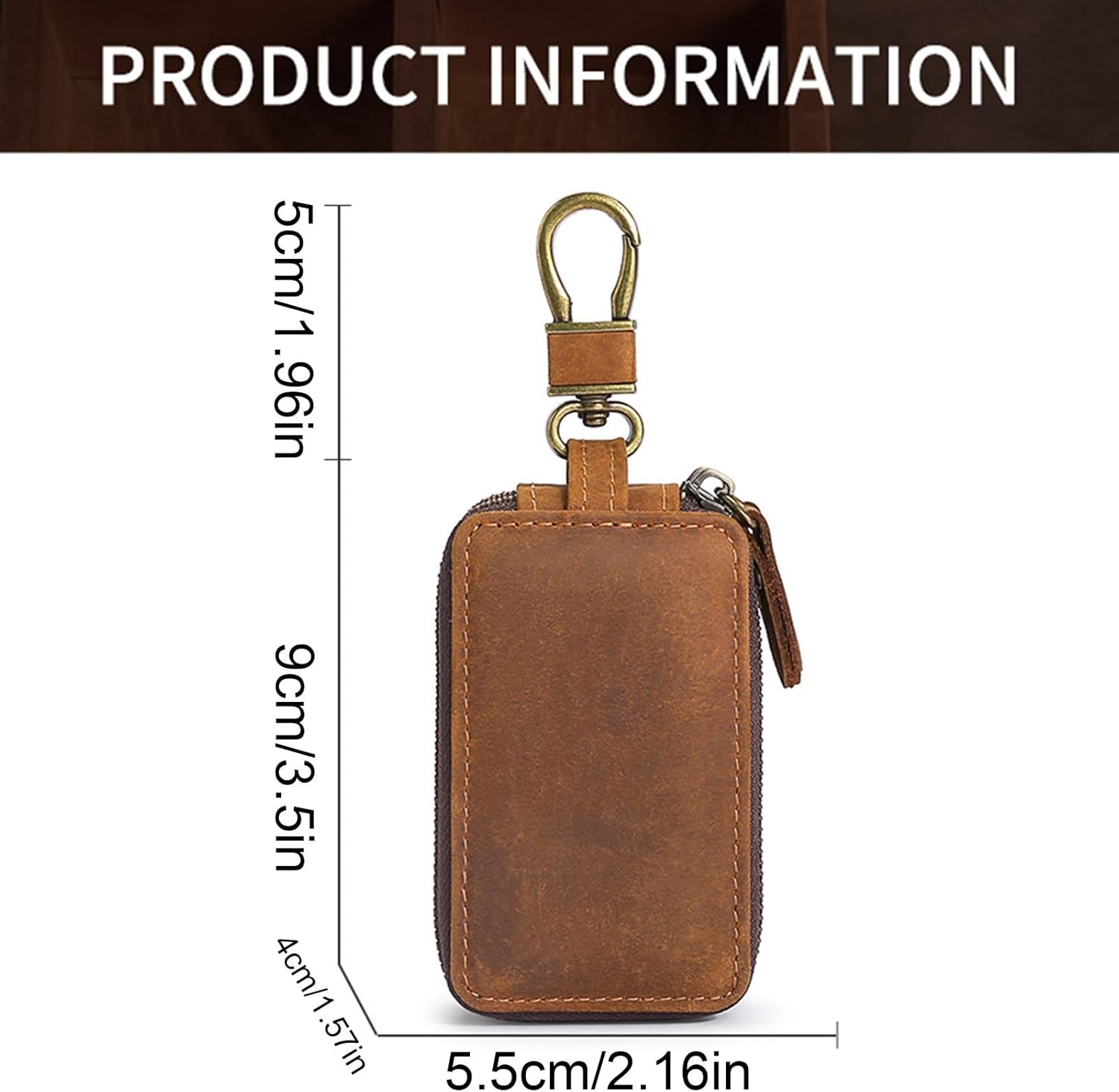 Key Organizer Case - Compact Leather Keychain Poute, Waterproof Keychain Wallet | Instant Closure Key Storage, Slim Pocket Key Case, Carry Quote Accessory image number 3