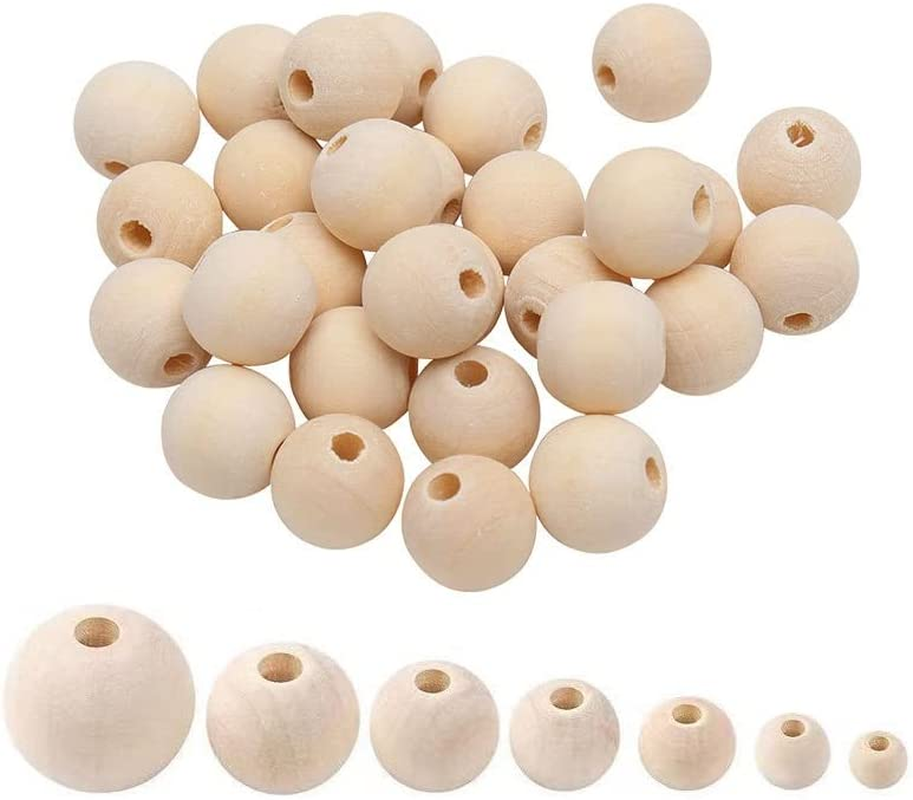 100Pcs DIY Natural Wooden Beads Unfinished round Wooden Loose Beads for Crafts,Bracelet, Big Natural round Ball Wood Beads (10Mm) image number 4