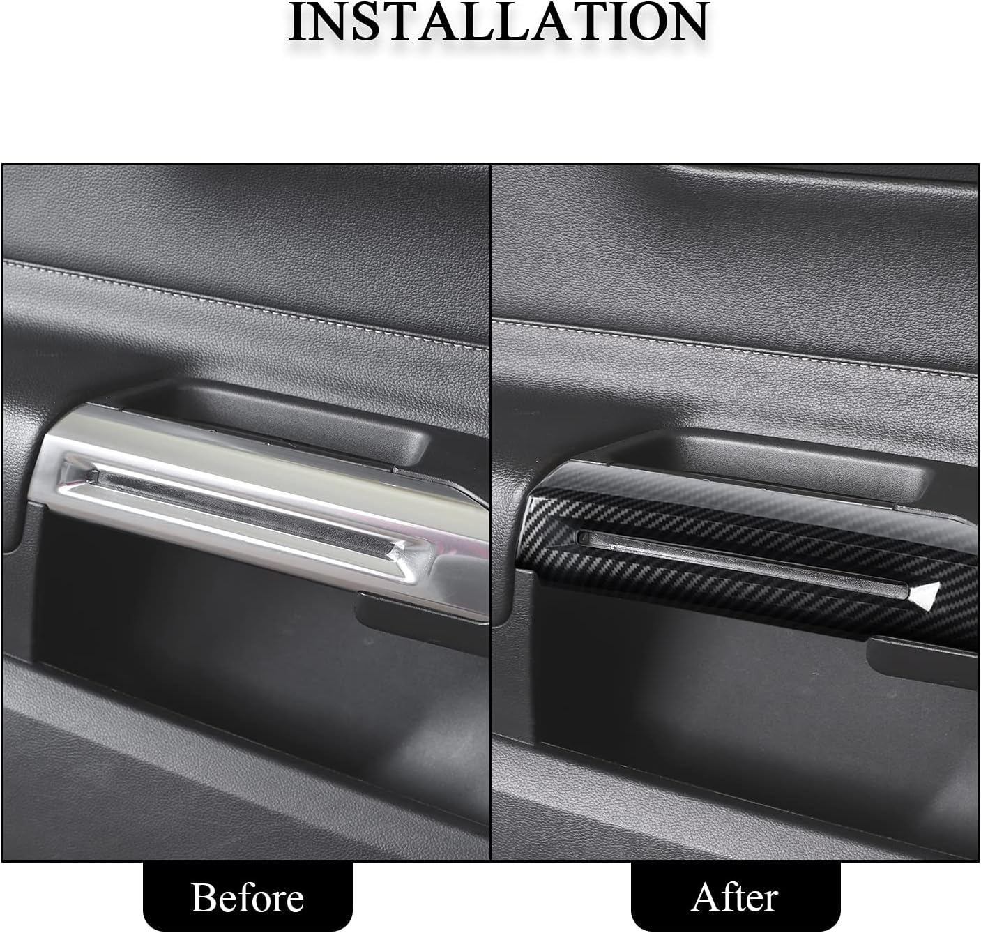 2PCS Carbon Fiber Inner Door Handle Trim Cover Interior Decoration Accessories Fit for Ford Mustang 2015-2024 image number 1