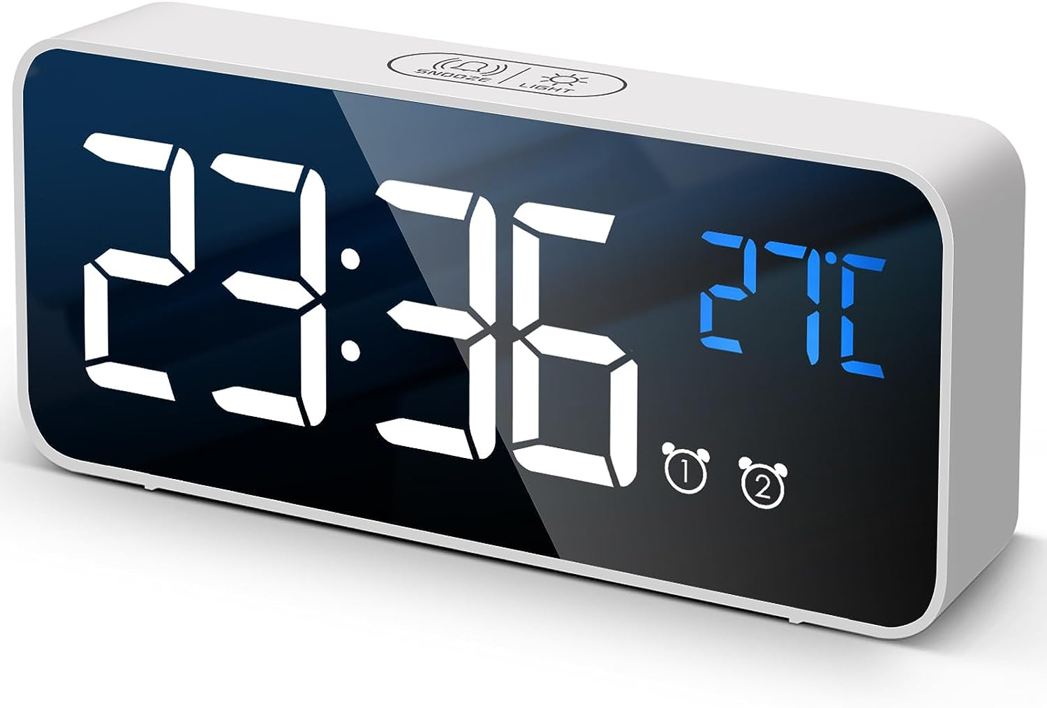 【2026 Upgraded】Digital Alarm Clock with Large Led Temperature Display, Portable Alarm Clock Digital, Snooze Time, Four-Level Adjustable Brightness Dimmer, 13 Music USB Charging Ports for Table Bedroom