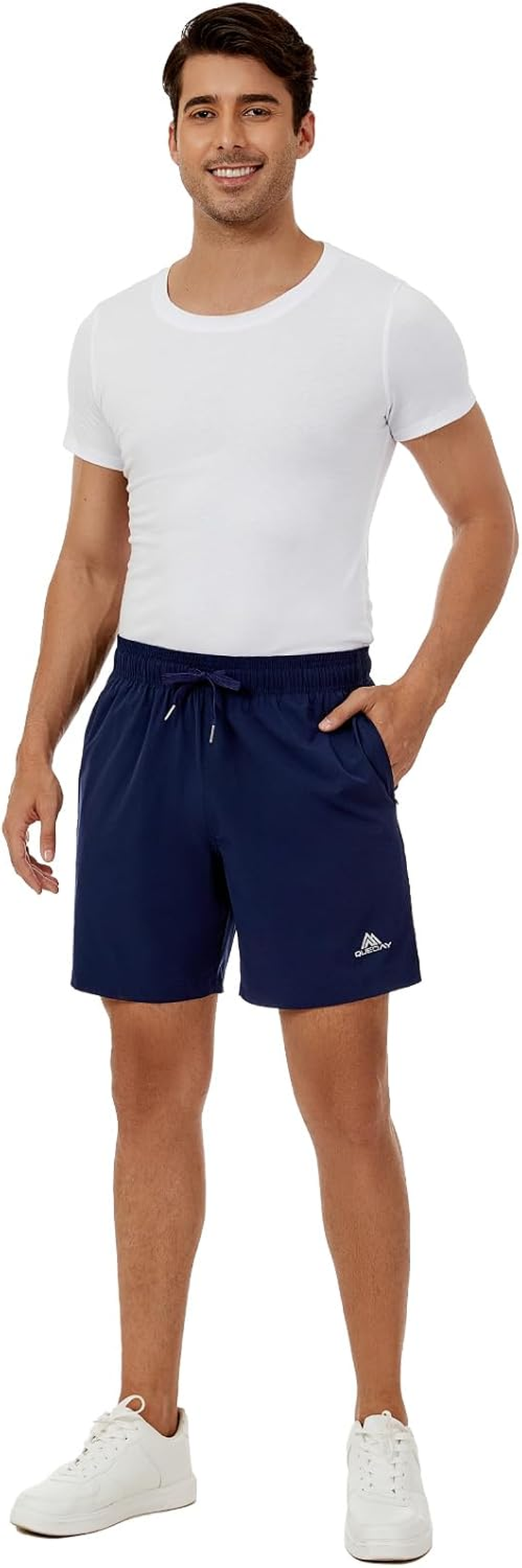 Queday Mens 2 in 1 Running Shorts with Liner 7 Inch Quick Dry Gym Athletic Workout Shorts with 2 Side Pockets with Zipper Back Pocket Inner Pocket image number 2