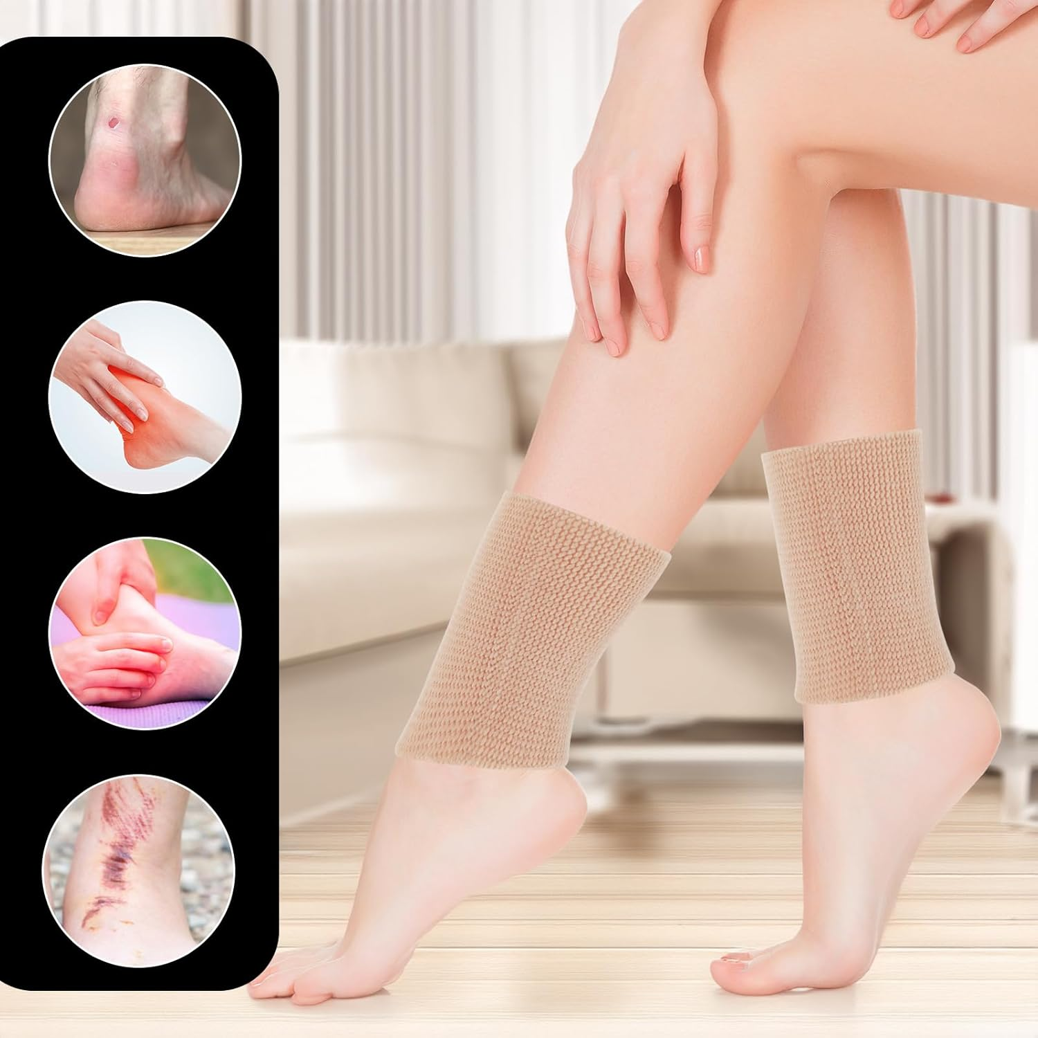 2 Pcs Ankle Gel Sleeve Padded Skate Socks Ankle Protector for Shoes Ice Skate Guards Padded Ankle Protector Brace Ice Skating Protection for Figure Skating Riding Hockey Roller Inline Ski