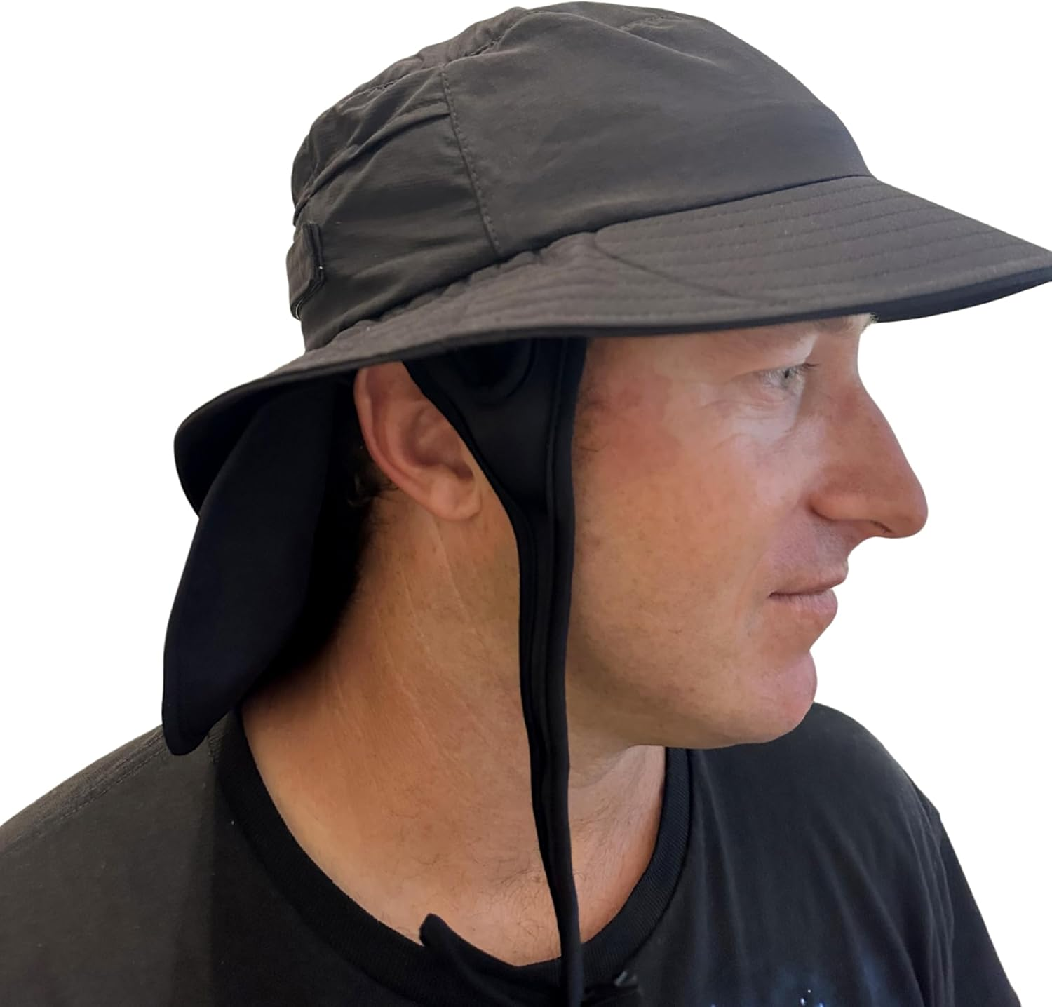 Beach Gypsy'S Surf Hat with Chin Straps and Hard Brim for Surfing, SUP, Finshing and Watersports Black image number 2