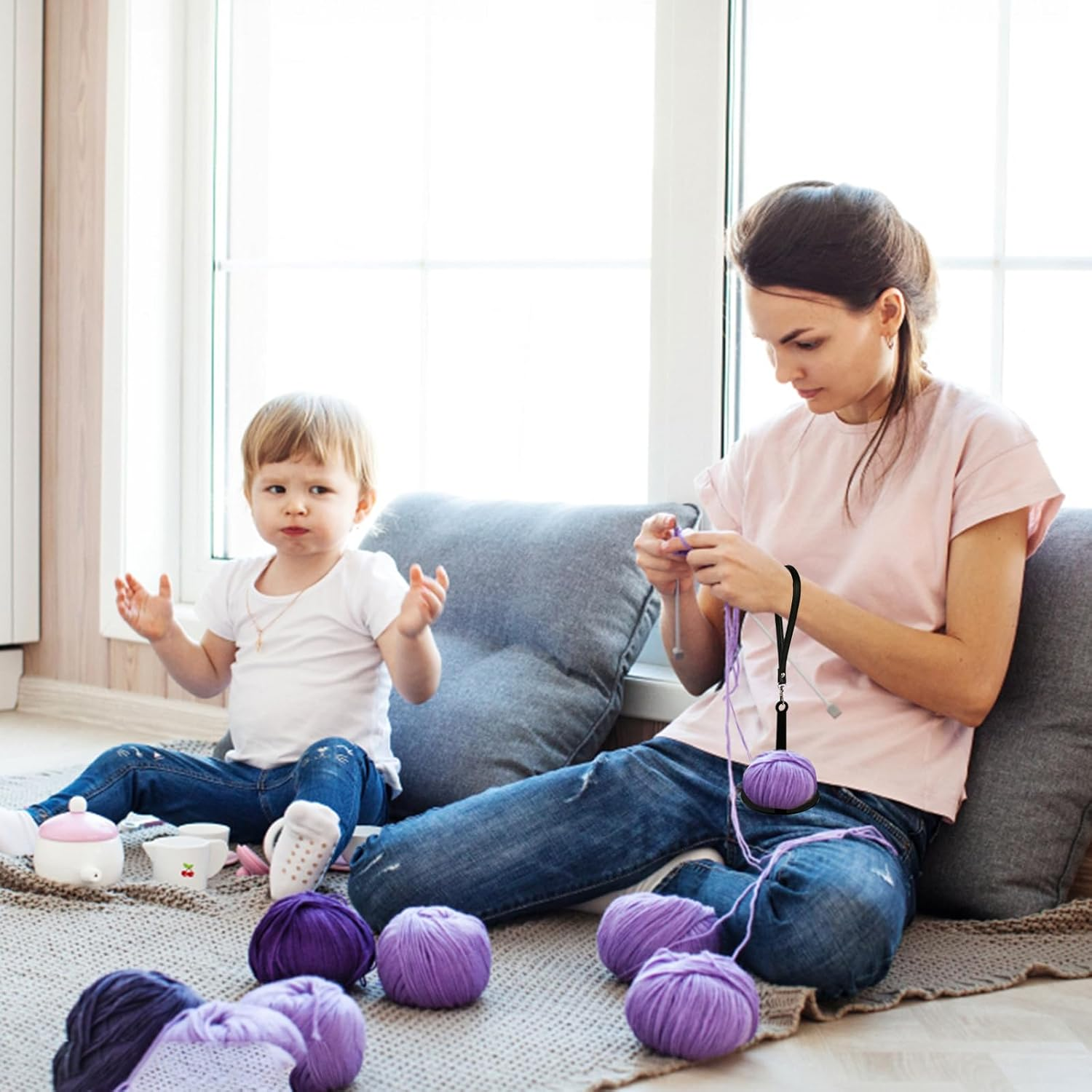 2PCS Portable Wrist Yarn Holder Yarn Storage Crochet Yarn Holder with Wrist Strap Prevents Yarn Tangling and Misalignment Yarn Holder for Crocheting, Knitting Supplies Gift for the Craft Lovers image number 6