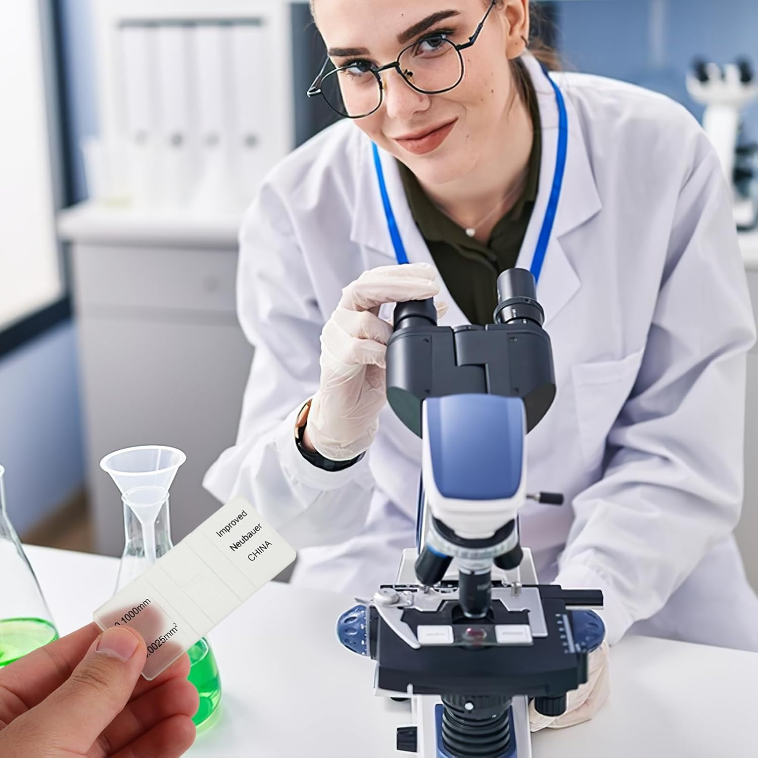 Iplusmile Glass Hemocytometer Counting Chamber Small Glass Counting Board Cell Counting Chamber image number 5