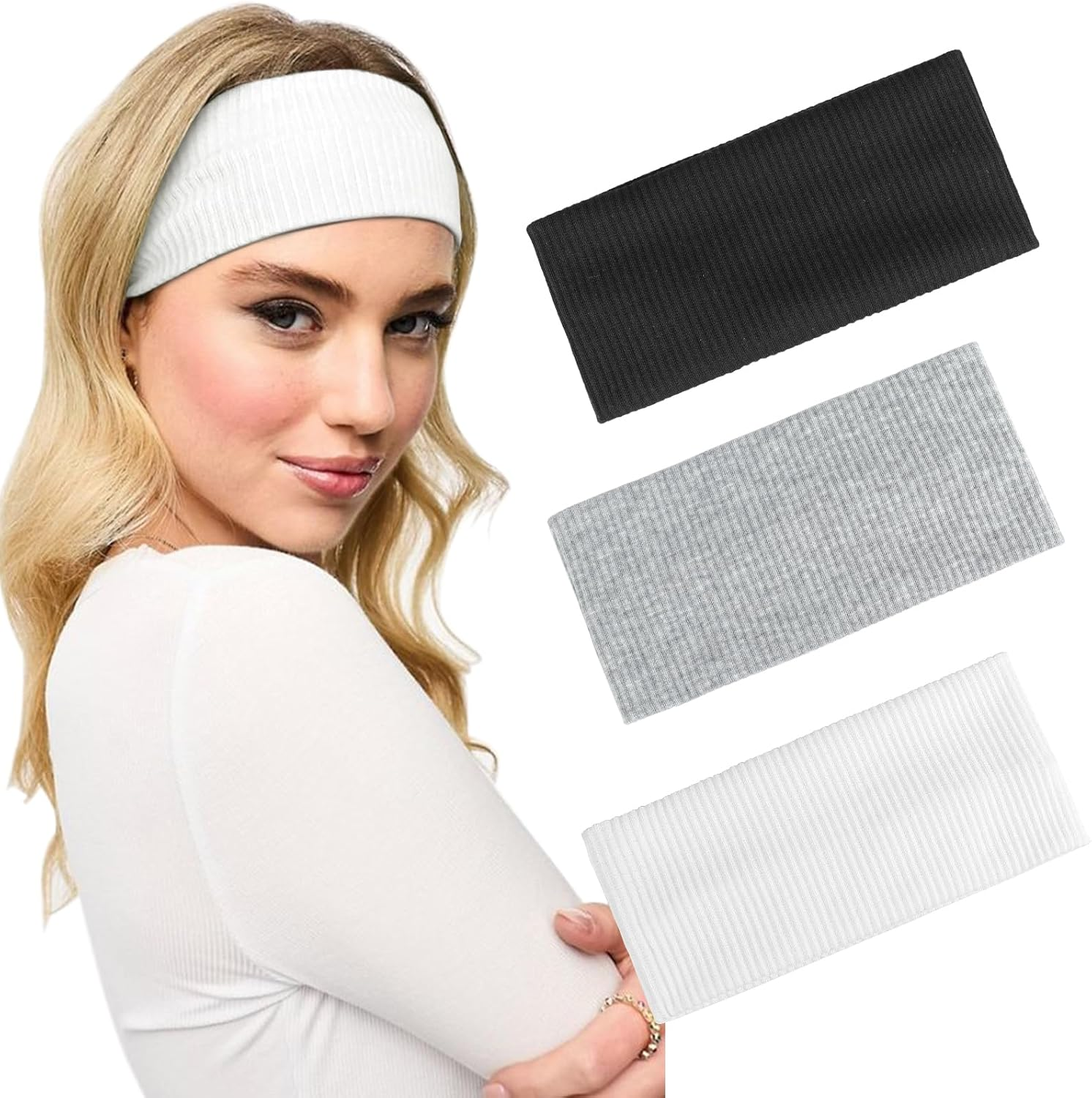 Blooms Headband Headbands Hair Band Headband White Black Grey image number 3