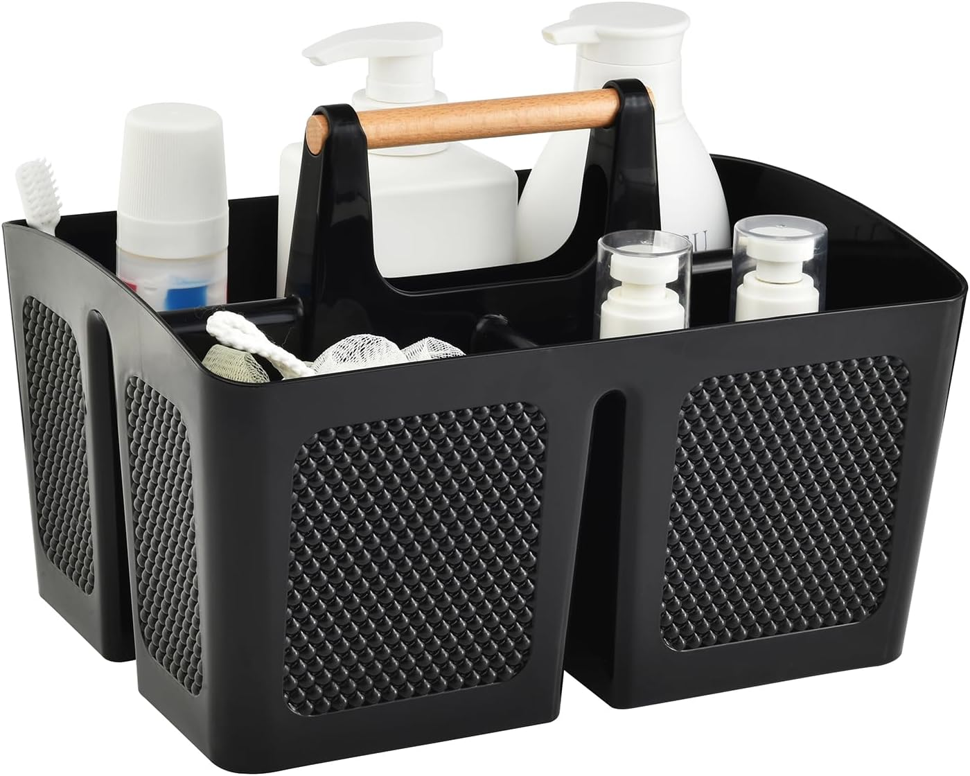 ALINK Plastic Cleaning Storage Caddy with Handle, Large Shower Caddy Basket Organizer for Dorm, Bathroom, Tool, Garden, Kitchen, Cleaning Supplies - Clear