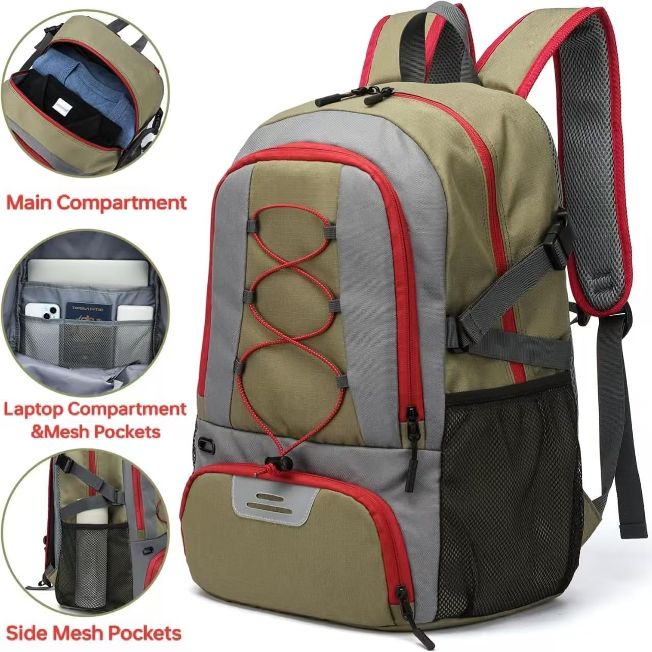 Travel Essentials, Basketball Backpack with Shoes and Ball, Large Sports Bag with Separate Ball Holder & Shoes Compartment,Volleyball, Soccer, Swim, Gym, Travel image number 5